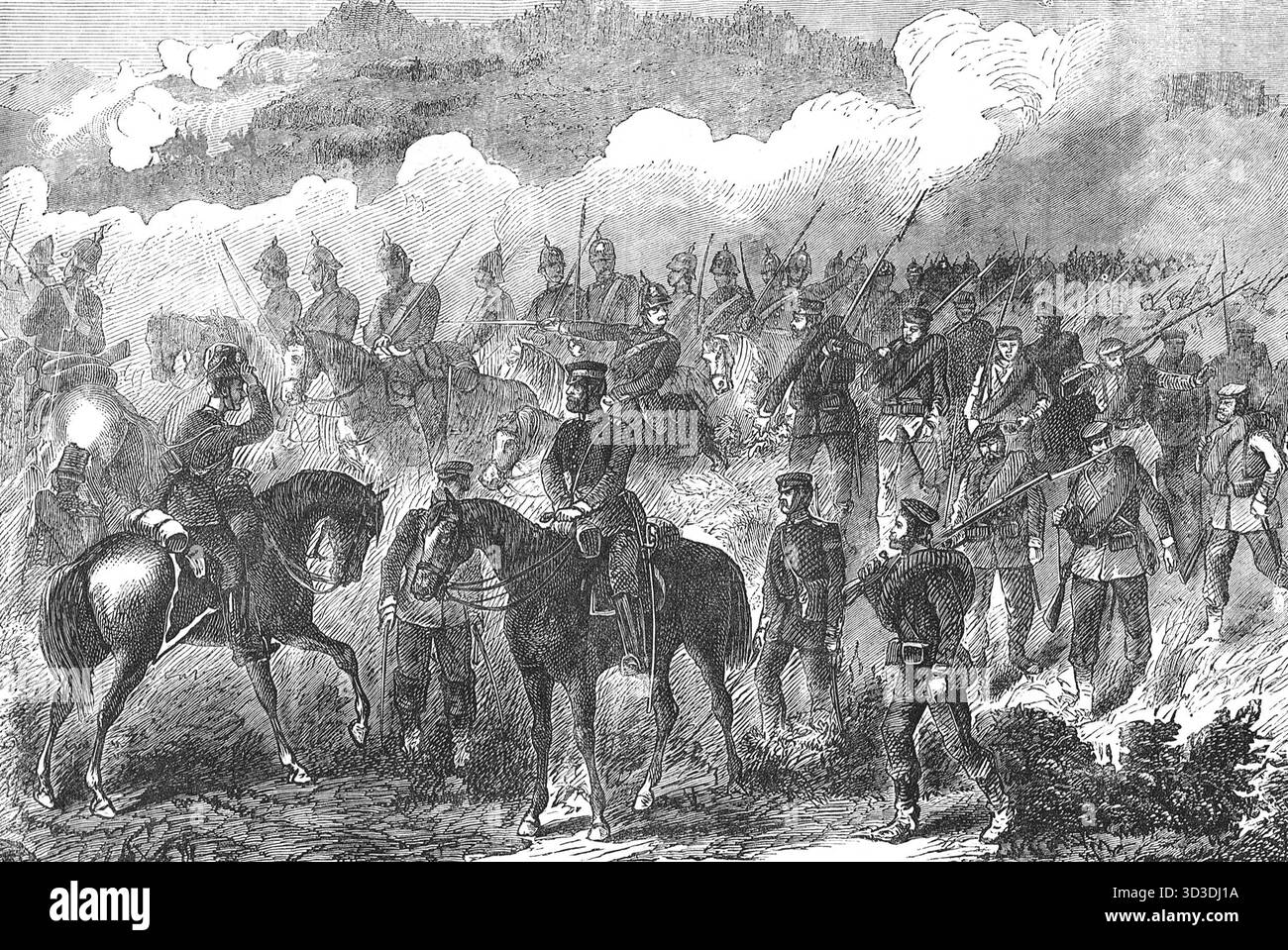 I corpi d'armata prussiani si spostarono a Sedan, nella battaglia di Sedan dal 1° al 2 settembre 1870 durante la guerra franco-prussiana Foto Stock