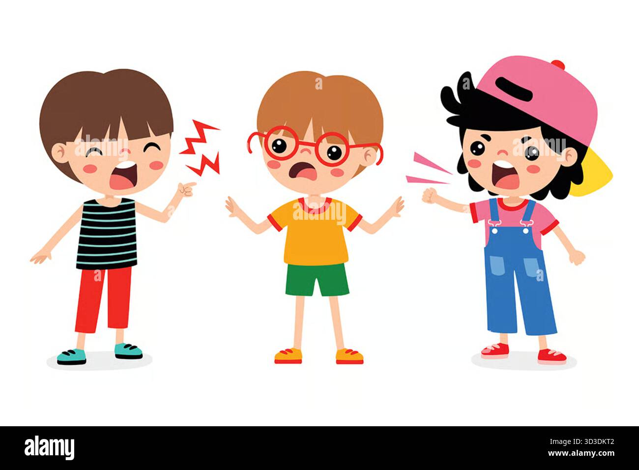 Cartoon Kids Quarrelling Foto Stock