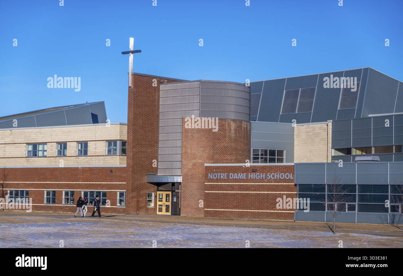 Calgary, Alberta, Canada. 27 gennaio 2025. Notre Dame Senior High School una scuola superiore cattolica a Calgary, Alberta, Canada Foto Stock