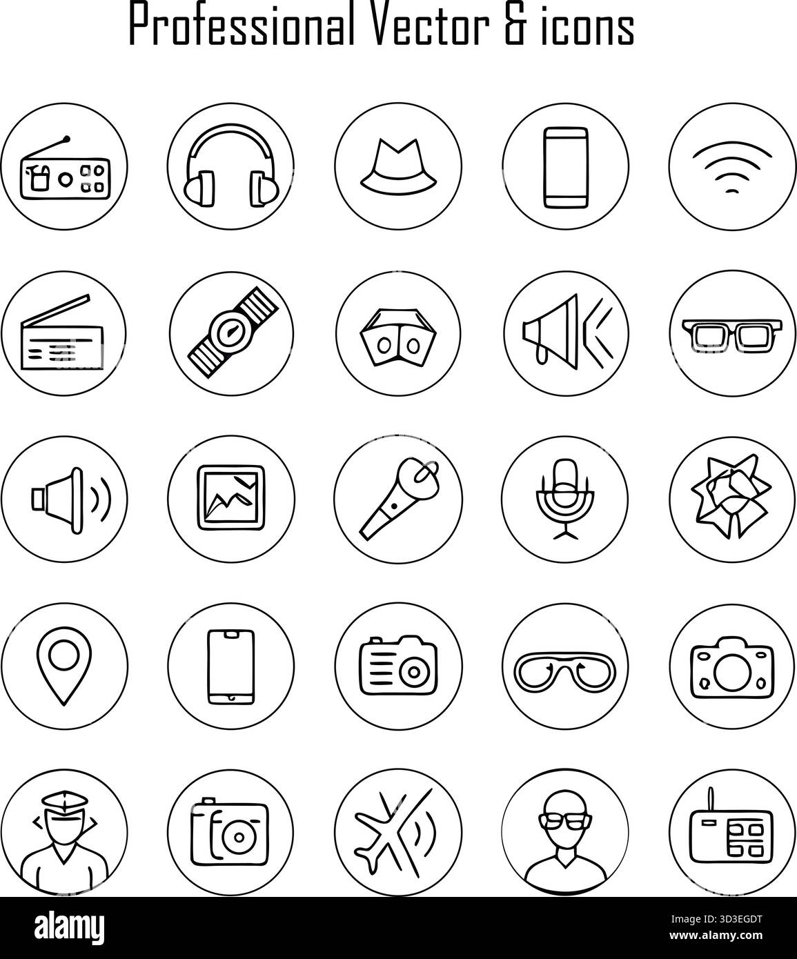 Set icone professionali: Simboli aziendali, aziendali, professionali e aziendali Illustrazione Vettoriale