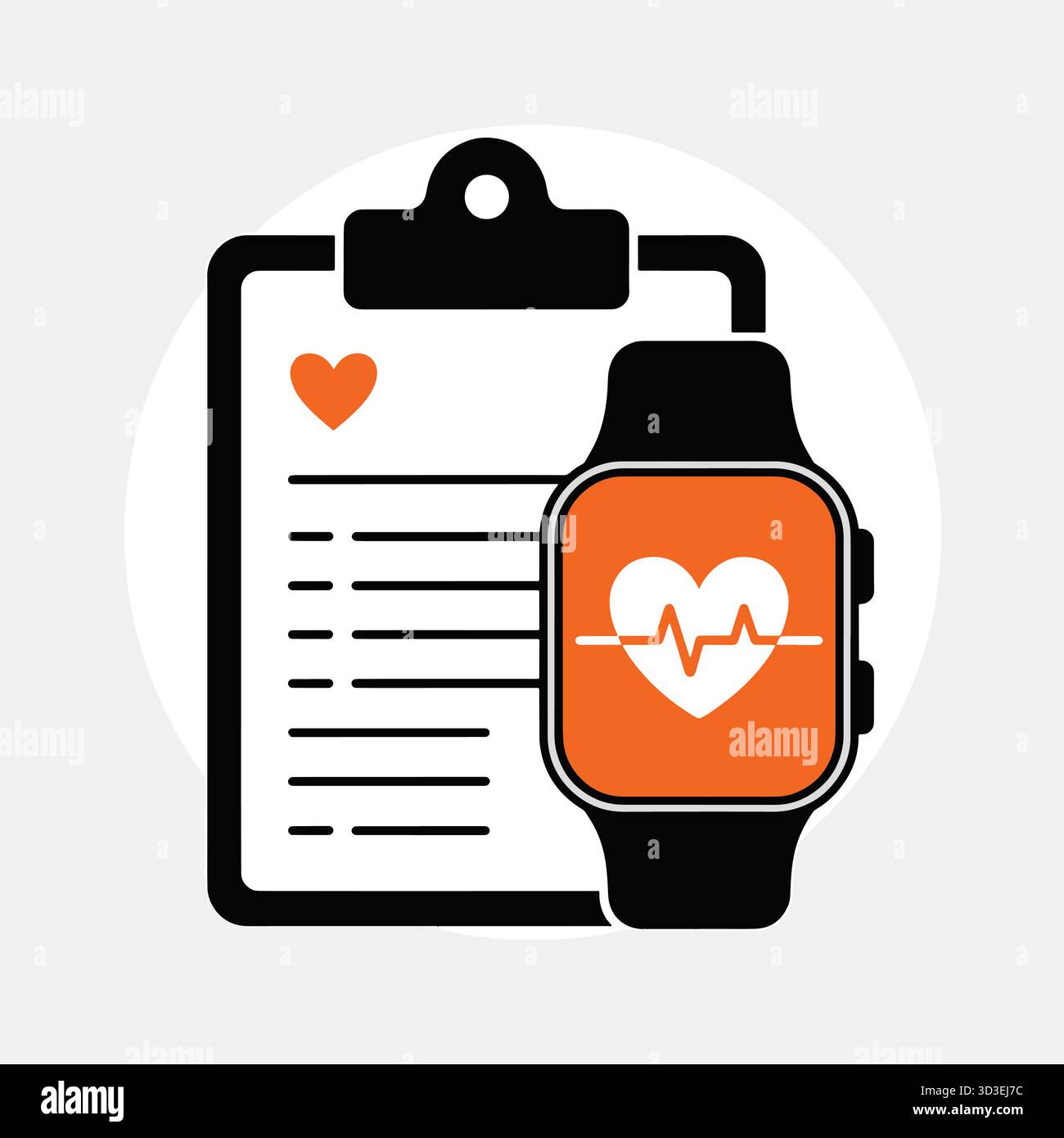 Orologio intelligente fitness tracker con app salute e dati di referto medico Illustrazione Vettoriale