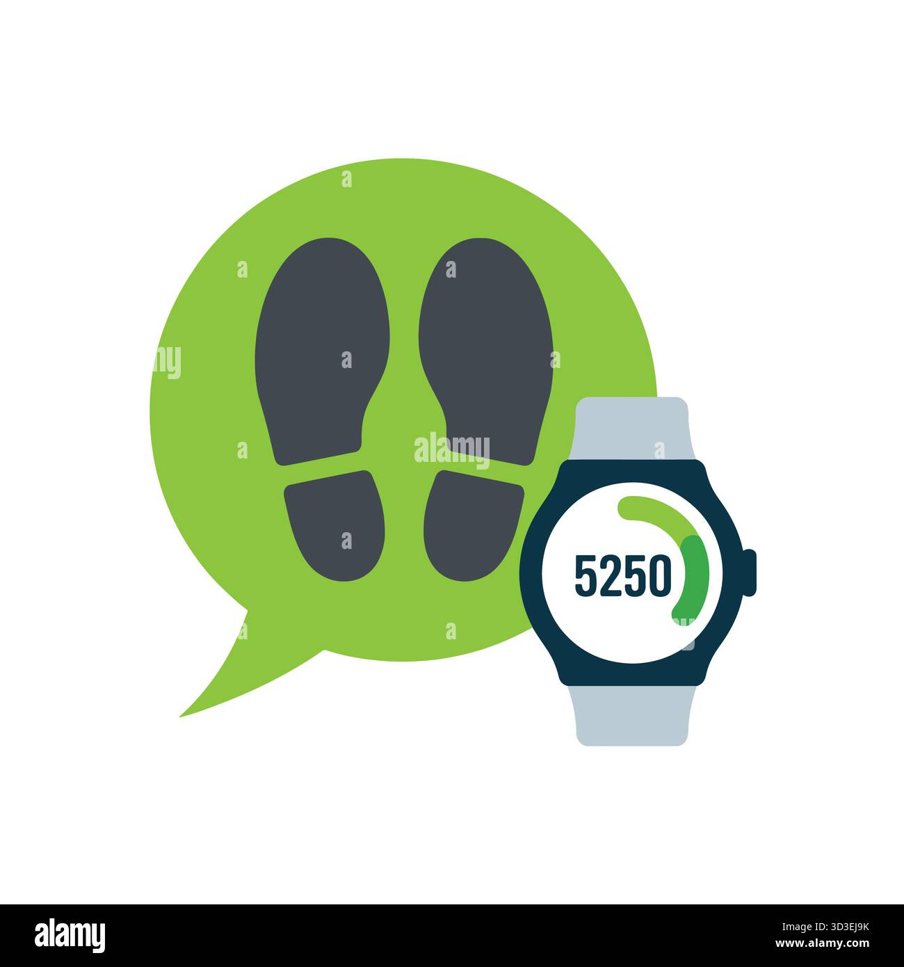 Fitness Tracker e Footprint icona promuovere la campagna salute e benessere Illustrazione Vettoriale