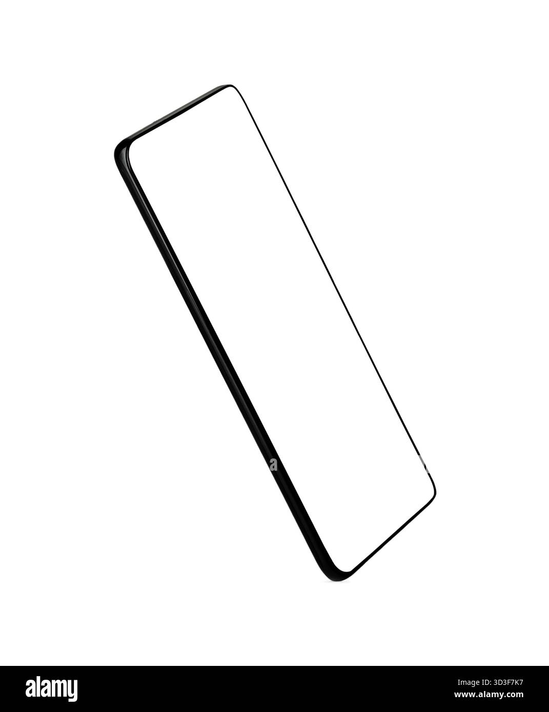 Smartphone su sfondo trasparente con schermo trasparente su sfondo bianco isolato con percorso di ritaglio. Elemento per il design, mockup per smartphone. Foto Stock