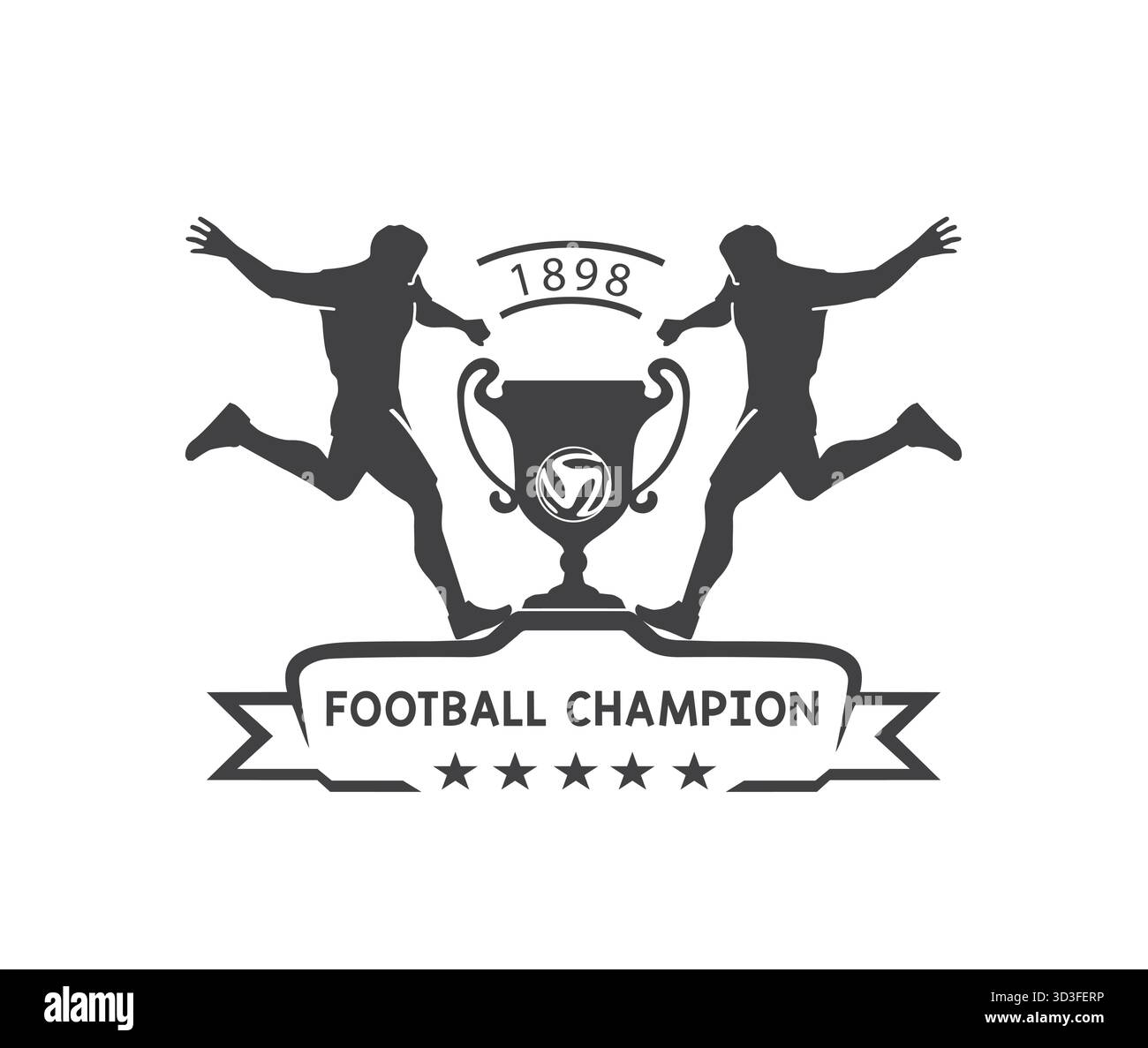 Illustrazione dell'icona disegno simbolo vettoriale del logo del trofeo di calcio di due giocatori di calcio Illustrazione Vettoriale