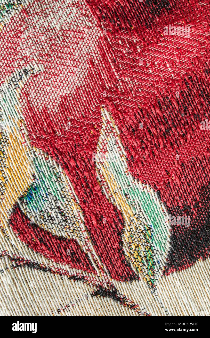 Primo piano in tessuto con tappezzeria colorata come sfondo Foto Stock