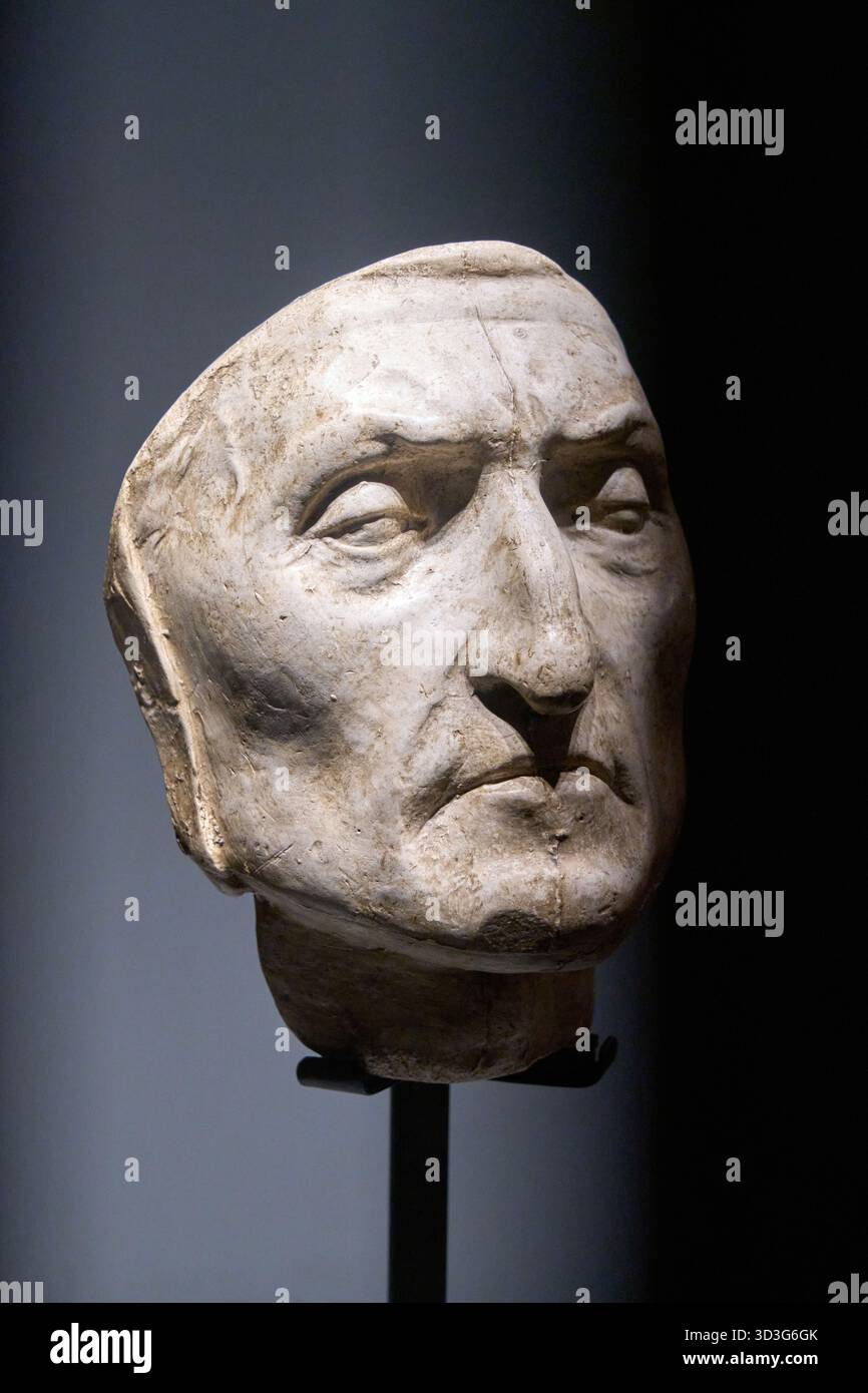 Maschera di Dante Alighieri (Maschera Kirkup), dopo uno scultore sconosciuto, XVI-XVII secolo, intonaco, Palazzo Vecchio, Firenze, Toscana, Italia Foto Stock