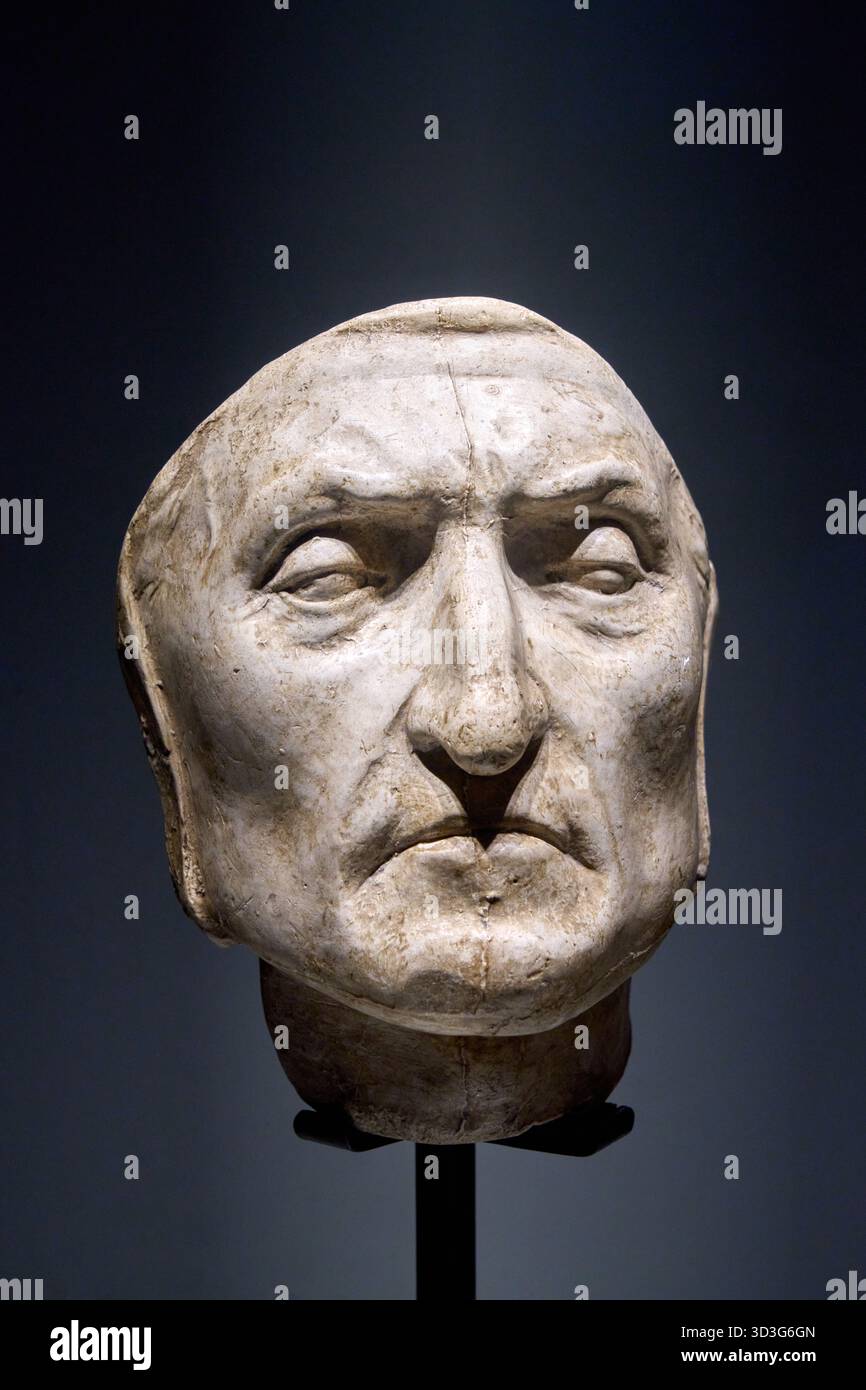 Maschera di Dante Alighieri (Maschera Kirkup), dopo uno scultore sconosciuto, XVI-XVII secolo, intonaco, Palazzo Vecchio, Firenze, Toscana, Italia Foto Stock