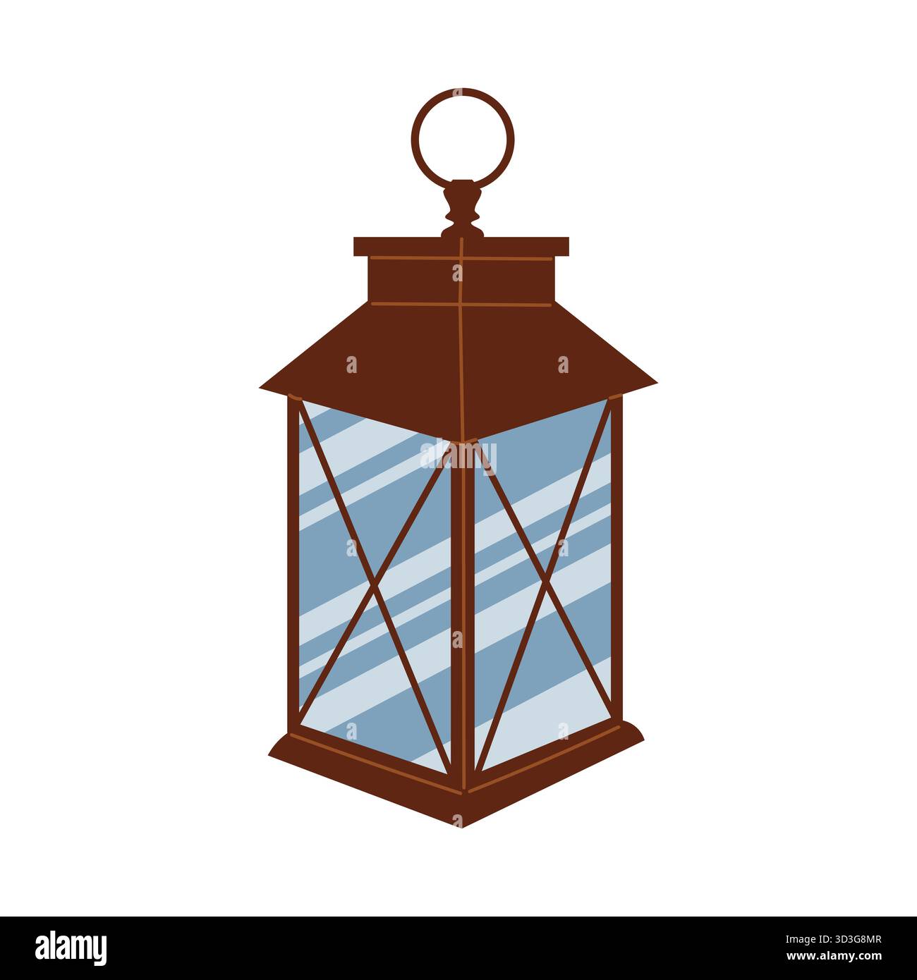 Lanterna da giardino retrò vintage in stile cartoni animati piatto. Elegante illustrazione di una lampada da esterno con un fascino caldo, perfetta per un arredamento accogliente, un design da giardino, gre Illustrazione Vettoriale