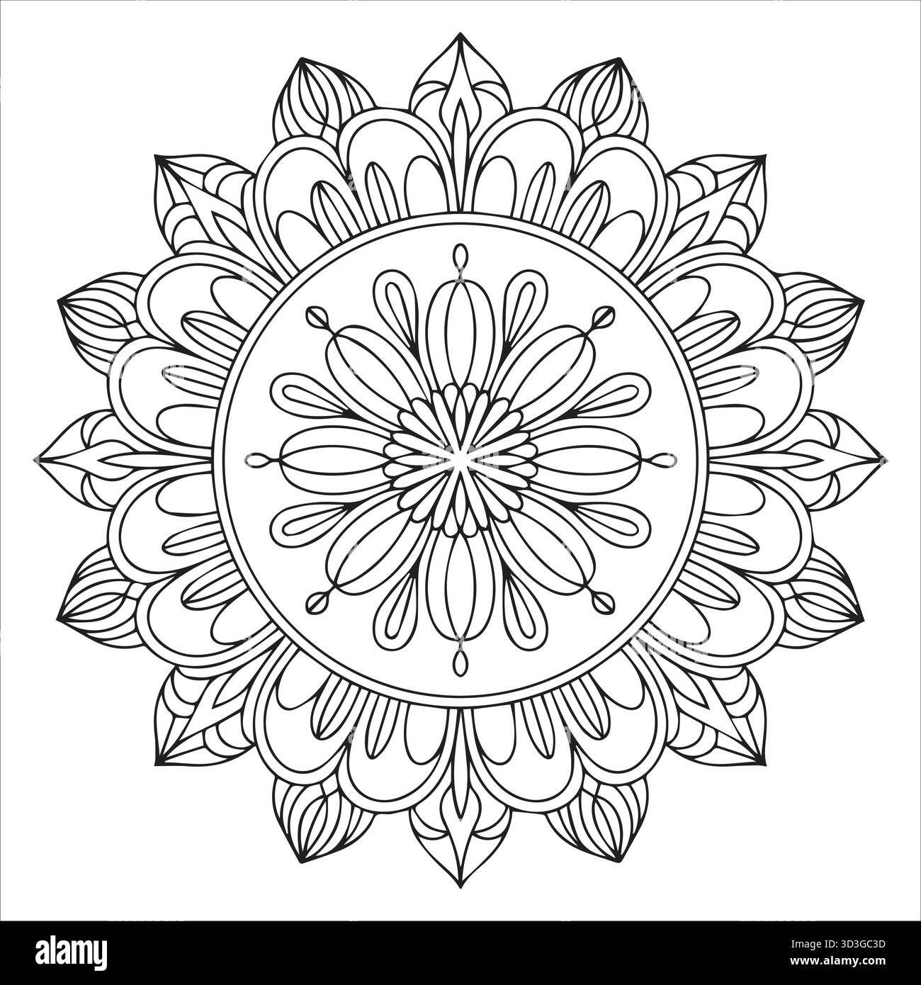 Elegante pagina da colorare Mandala circolare per rilassarvi e rilassarvi Illustrazione Vettoriale