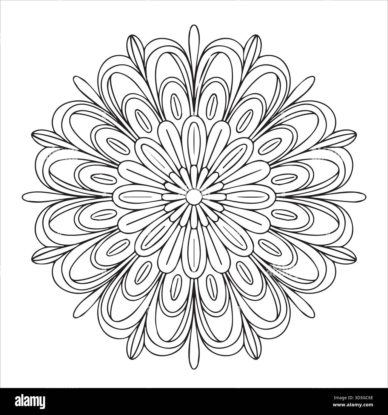 Elegante pagina da colorare Mandala floreale per relax e tranquillità Illustrazione Vettoriale