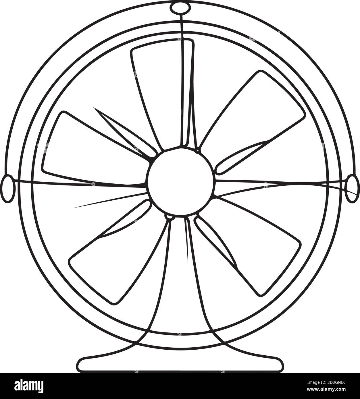 Ventola elettrica che soffia aria per raffreddare la stanza in modo efficiente. Illustrazione Vettoriale