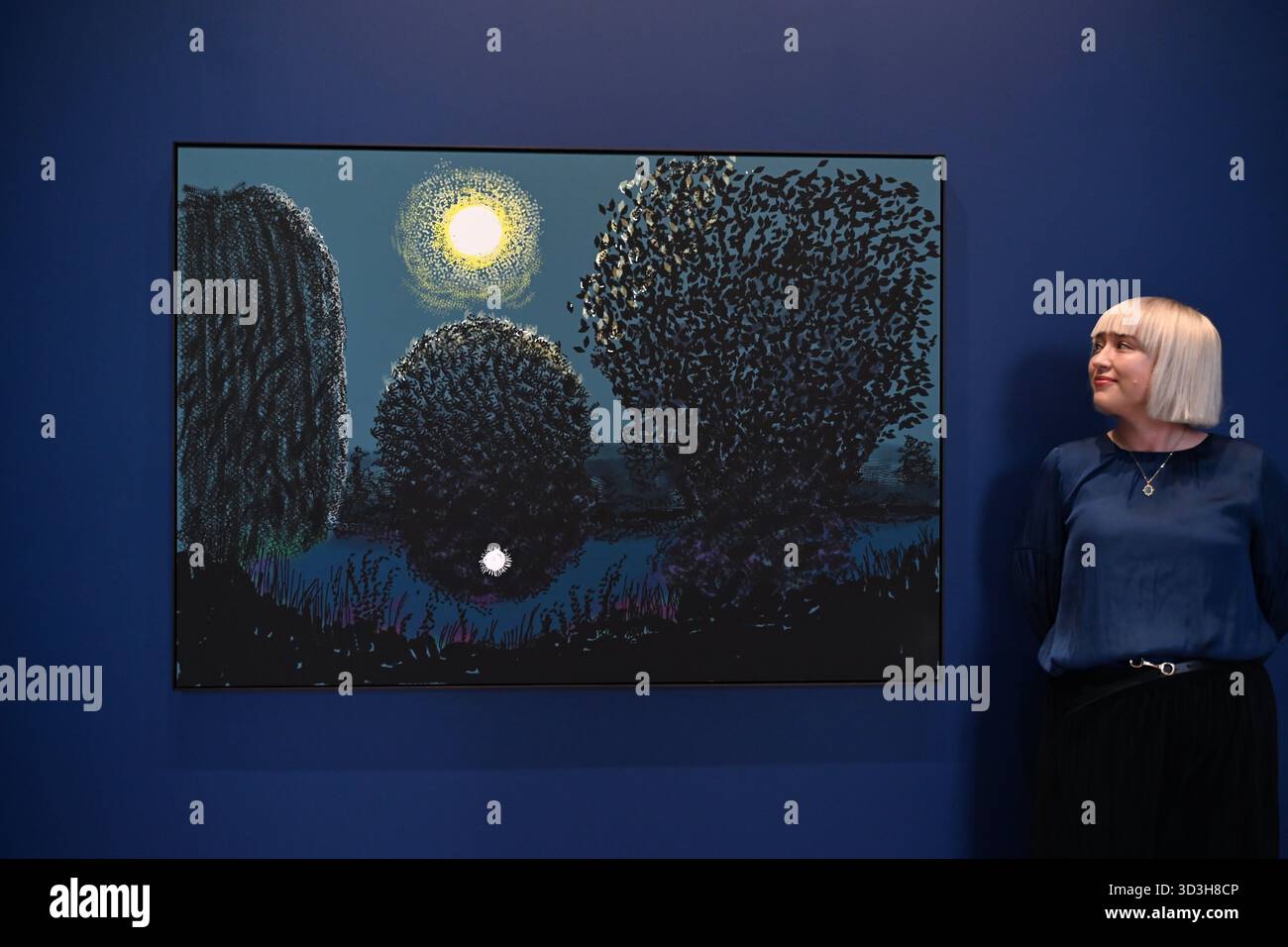 Annely Juda fine Art apre la sua mostra inaugurale domani 7 novembre con opere di David Hockney . La mostra presenterà una serie di nuovi dipinti insieme alla prima presentazione completa nel Regno Unito di opere sulla Luna di Hockney, comprendenti dipinti e dipinti per iPad . Foto Stock