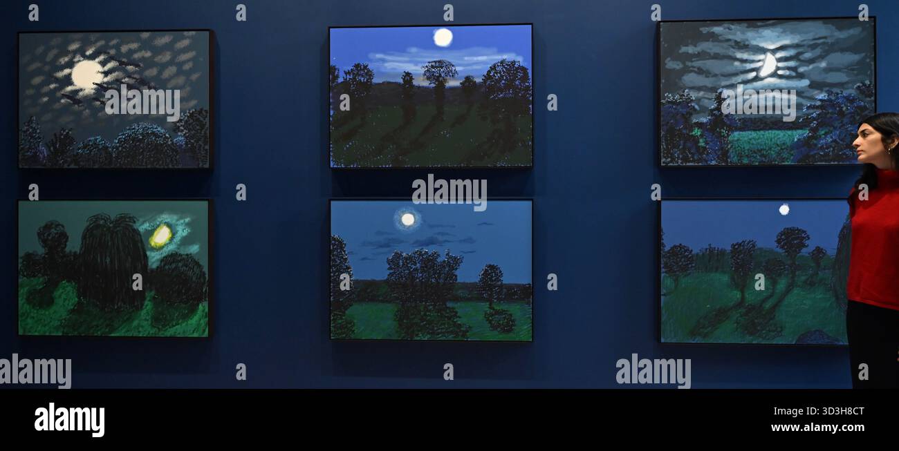 Annely Juda fine Art apre la sua mostra inaugurale domani 7 novembre con opere di David Hockney . La mostra presenterà una serie di nuovi dipinti insieme alla prima presentazione completa nel Regno Unito di opere sulla Luna di Hockney, comprendenti dipinti e dipinti per iPad . Foto Stock