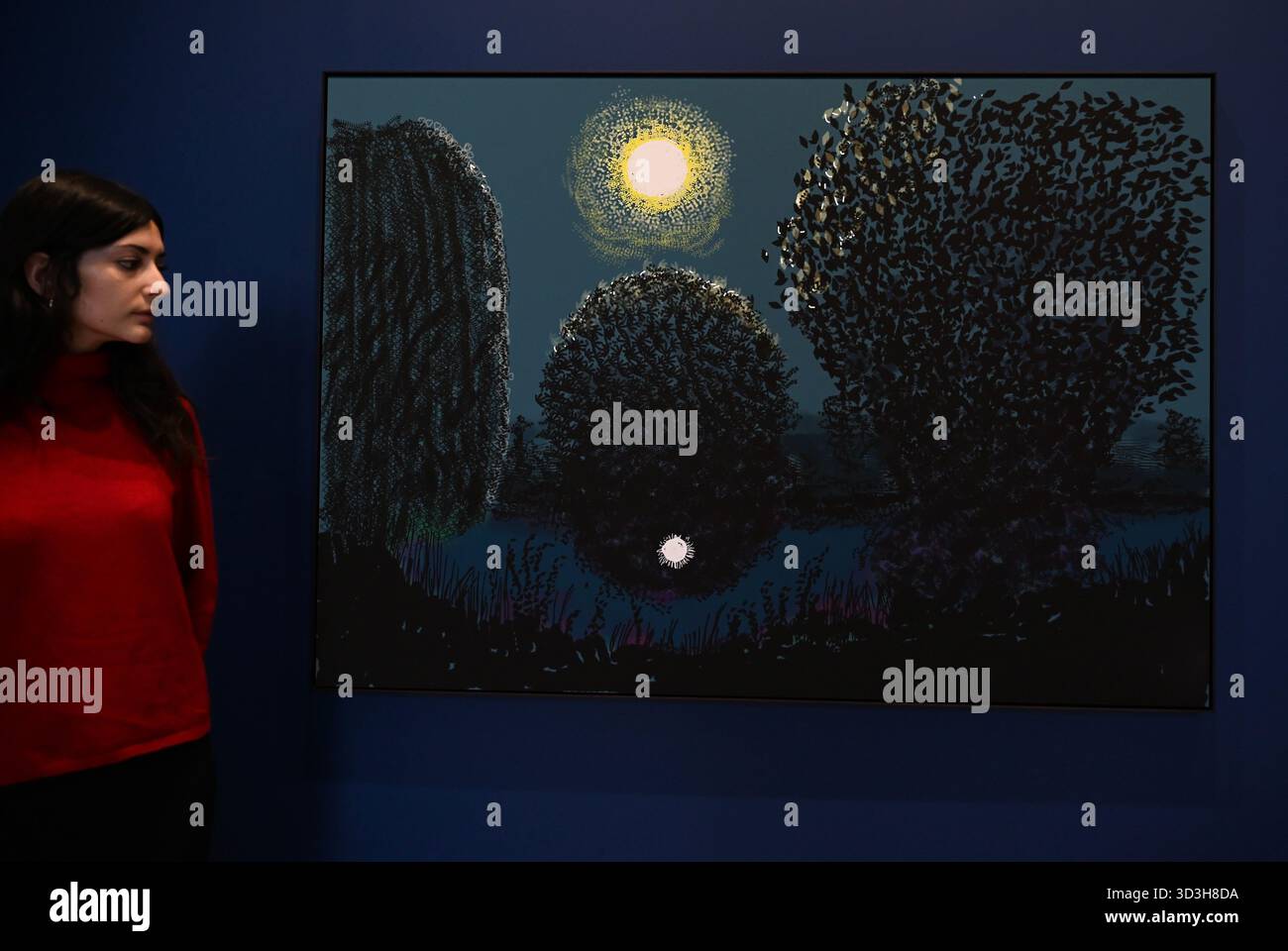 Annely Juda fine Art apre la sua mostra inaugurale domani 7 novembre con opere di David Hockney . La mostra presenterà una serie di nuovi dipinti insieme alla prima presentazione completa nel Regno Unito di opere sulla Luna di Hockney, comprendenti dipinti e dipinti per iPad . Foto Stock