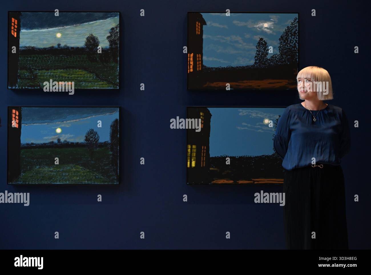 Annely Juda fine Art apre la sua mostra inaugurale domani 7 novembre con opere di David Hockney . La mostra presenterà una serie di nuovi dipinti insieme alla prima presentazione completa nel Regno Unito di opere sulla Luna di Hockney, comprendenti dipinti e dipinti per iPad . Foto Stock