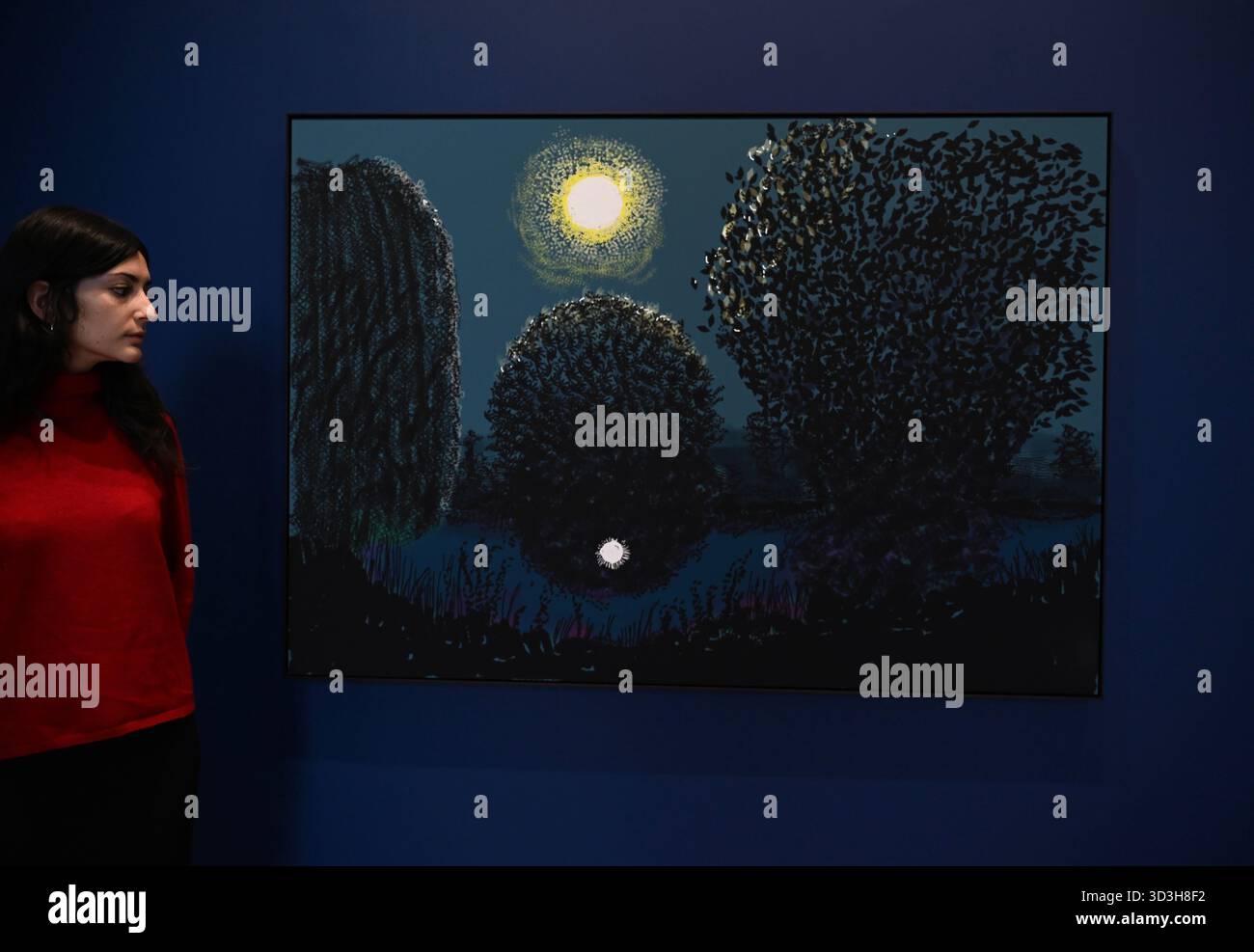Annely Juda fine Art apre la sua mostra inaugurale domani 7 novembre con opere di David Hockney . La mostra presenterà una serie di nuovi dipinti insieme alla prima presentazione completa nel Regno Unito di opere sulla Luna di Hockney, comprendenti dipinti e dipinti per iPad . Foto Stock