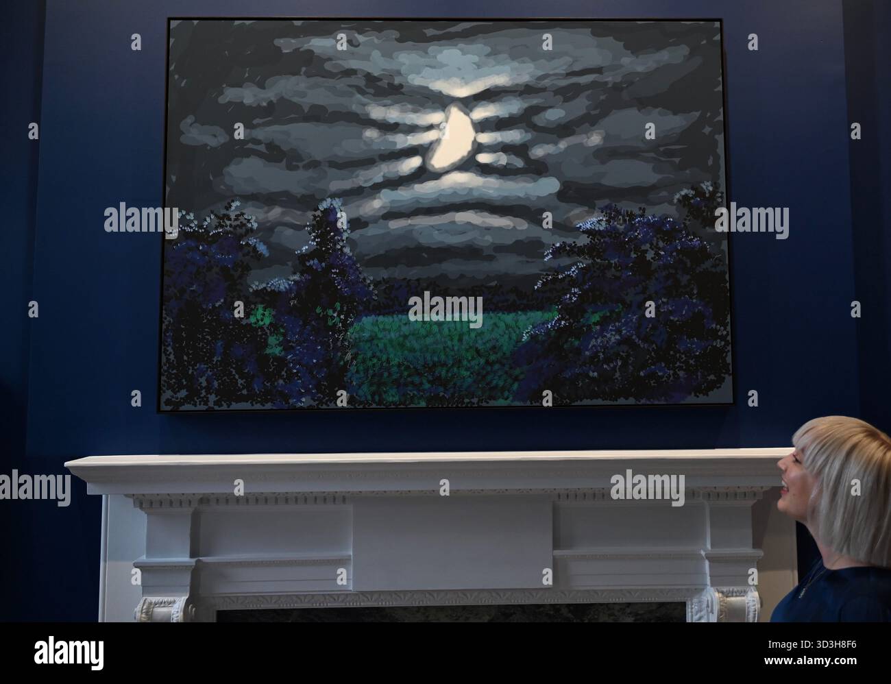 Annely Juda fine Art apre la sua mostra inaugurale domani 7 novembre con opere di David Hockney . La mostra presenterà una serie di nuovi dipinti insieme alla prima presentazione completa nel Regno Unito di opere sulla Luna di Hockney, comprendenti dipinti e dipinti per iPad . Foto Stock