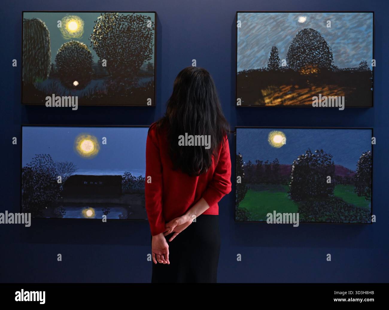 Annely Juda fine Art apre la sua mostra inaugurale domani 7 novembre con opere di David Hockney . La mostra presenterà una serie di nuovi dipinti insieme alla prima presentazione completa nel Regno Unito di opere sulla Luna di Hockney, comprendenti dipinti e dipinti per iPad . Foto Stock
