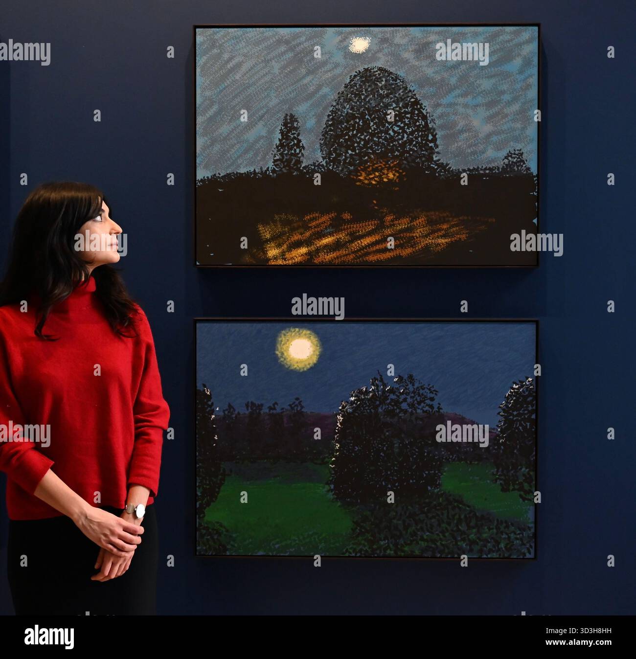 Annely Juda fine Art apre la sua mostra inaugurale domani 7 novembre con opere di David Hockney . La mostra presenterà una serie di nuovi dipinti insieme alla prima presentazione completa nel Regno Unito di opere sulla Luna di Hockney, comprendenti dipinti e dipinti per iPad . Foto Stock