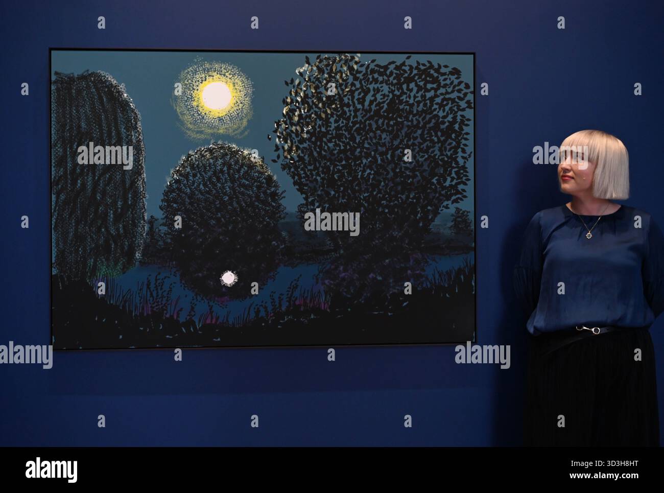 Annely Juda fine Art apre la sua mostra inaugurale domani 7 novembre con opere di David Hockney . La mostra presenterà una serie di nuovi dipinti insieme alla prima presentazione completa nel Regno Unito di opere sulla Luna di Hockney, comprendenti dipinti e dipinti per iPad . Foto Stock