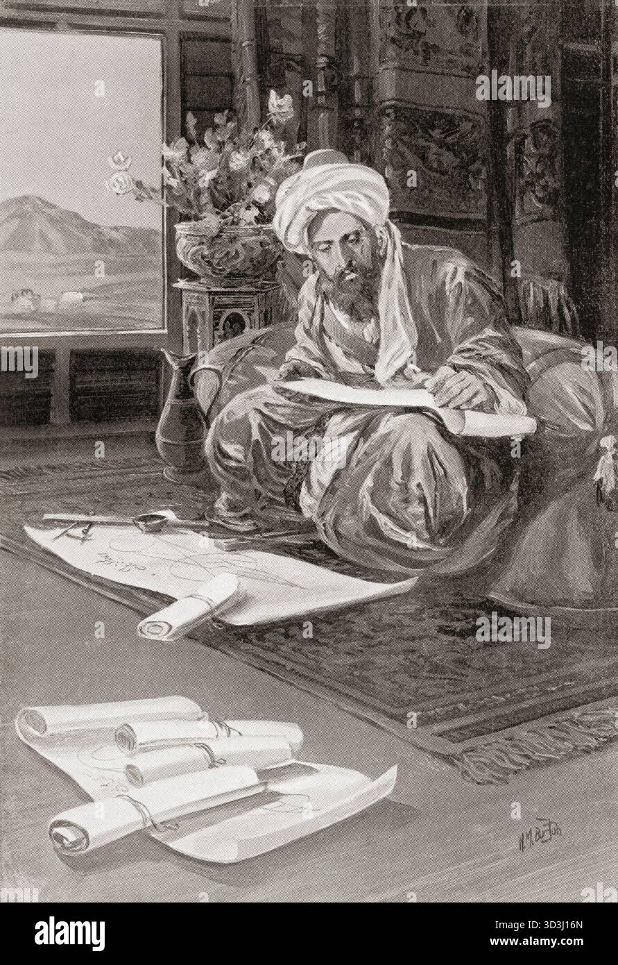 L'EDITORIALE Omar Khayyám elabora il calendario 1074AD. Omar Khayyám, 1048 – 1131. Polimatematica persiana, studioso, matematico, astronomo, filosofo e poeta. Foto Stock