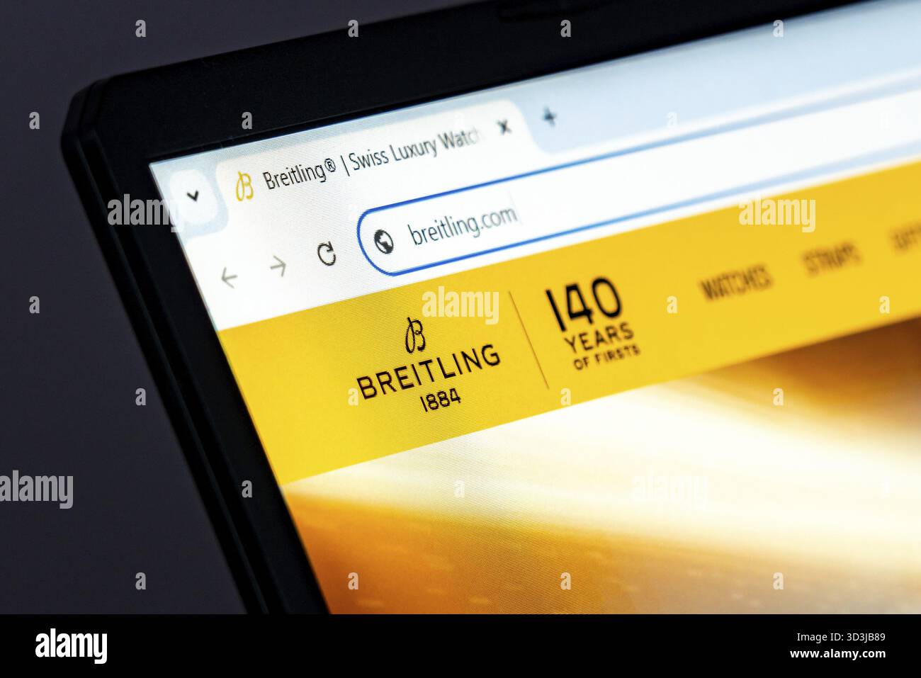New York, USA - 17 dicembre 2024: Sito ufficiale Breitling in mostra gli orologi svizzeri di lusso. Segnatempo di fascia alta disponibili online Foto Stock