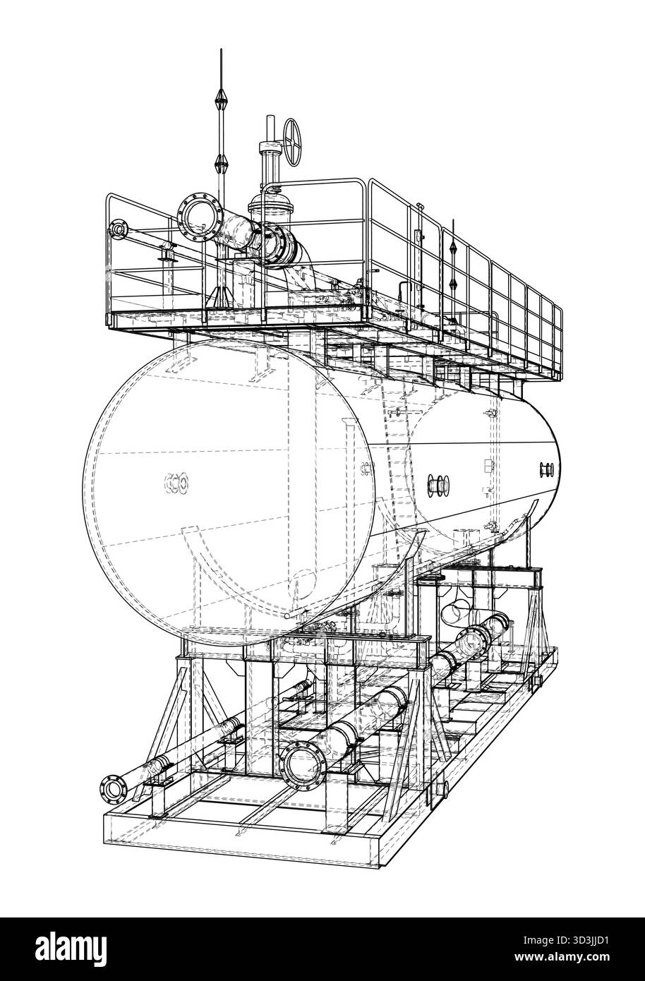 Progetto serbatoio industriale. Vettore Illustrazione Vettoriale