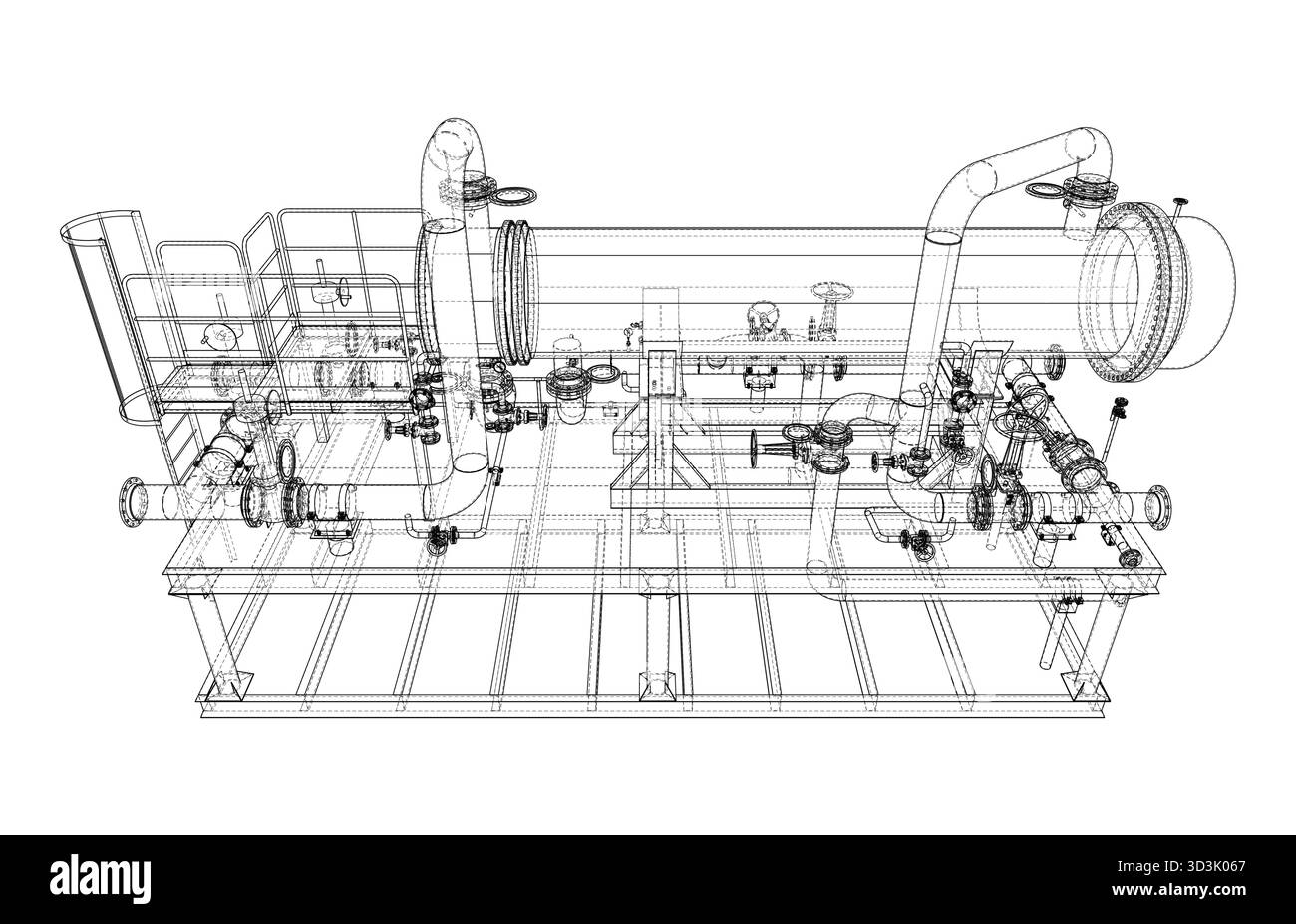 Progetto del sistema di tubazioni industriali. Vettore Illustrazione Vettoriale