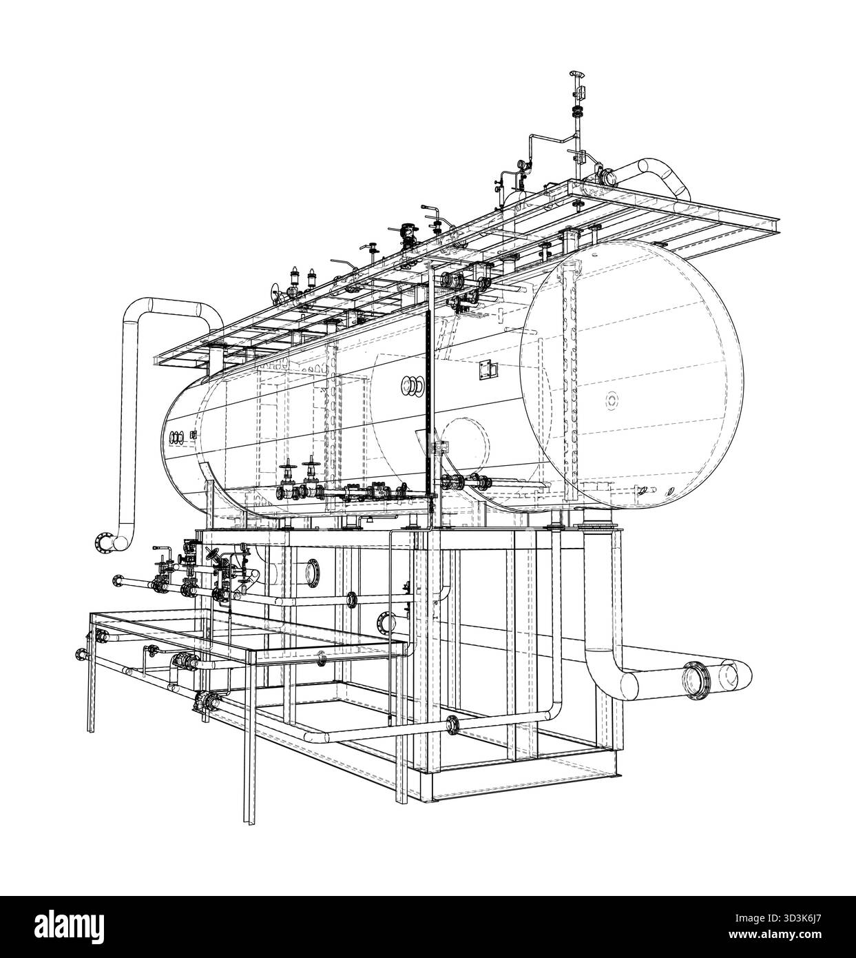 Progetto serbatoio industriale. Vettore Illustrazione Vettoriale