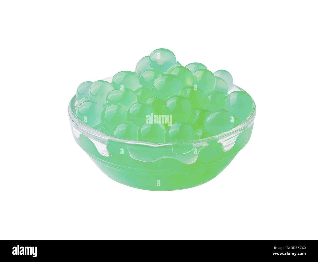 Cibo, tè verde su vetro isolato Foto Stock