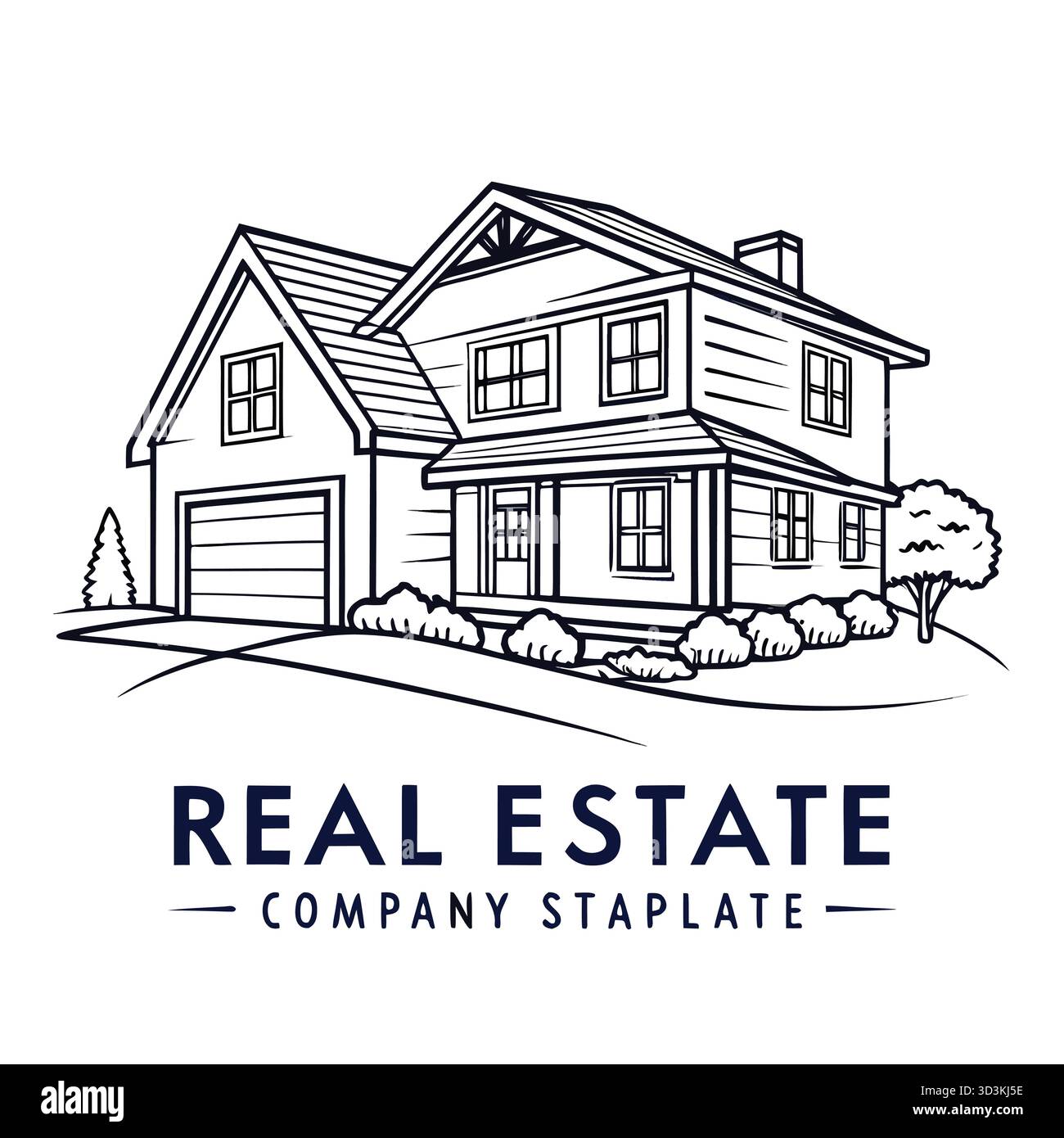 Vettore minimale e moderno della posizione della mappa immobiliare con icona di casa e spilla, design pulito e piatto per il concetto di proprietà e navigazione Illustrazione Vettoriale