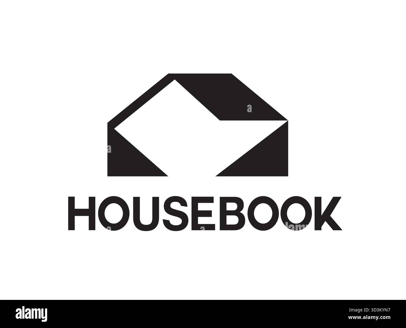 Logo Open Book House creativo Design unico del libro e illustrazione del simbolo del tetto della casa Illustrazione Vettoriale