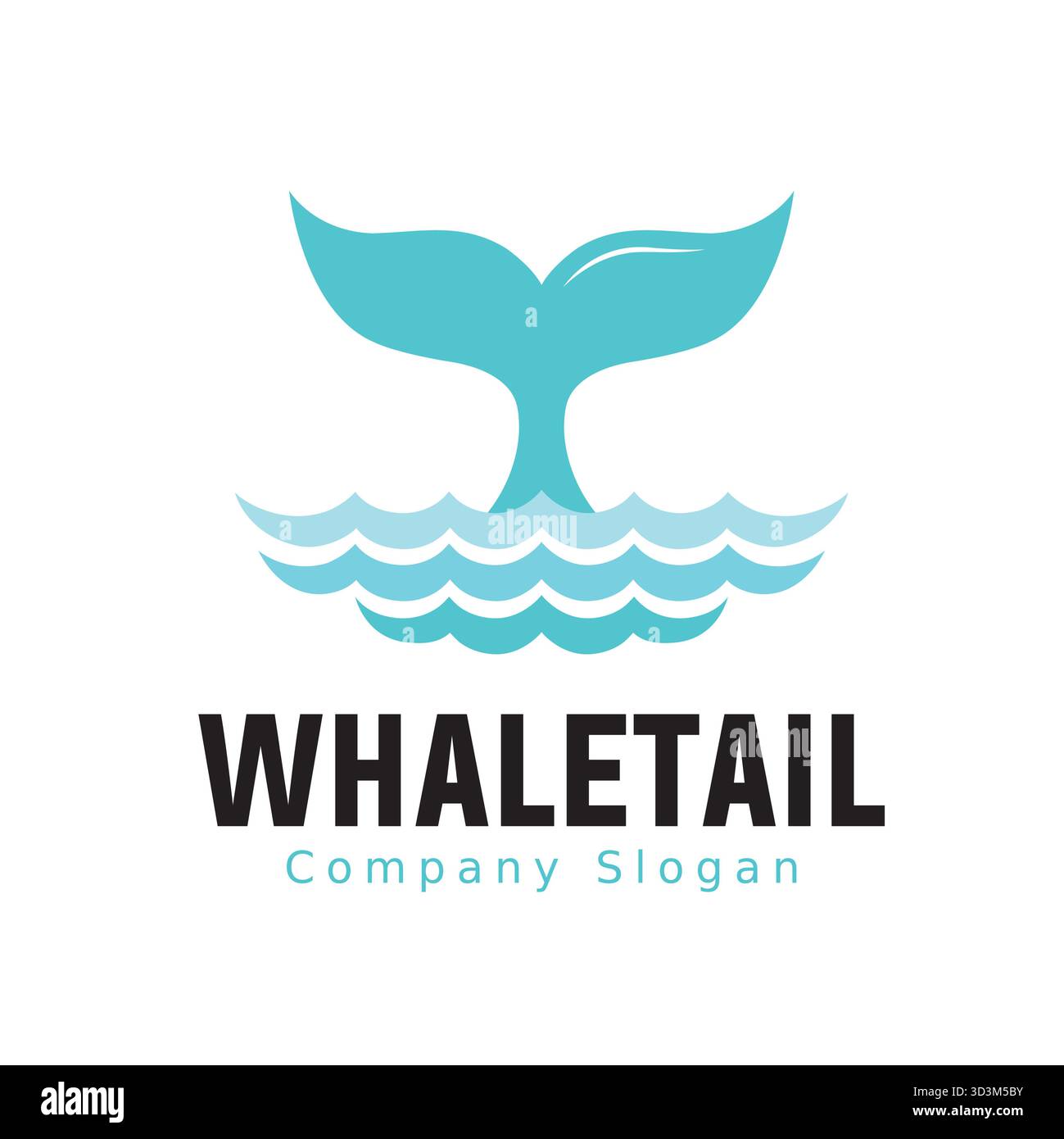 Logo creativo della coda di balena e simbolo del design vettoriale dell'acqua Illustrazione Vettoriale