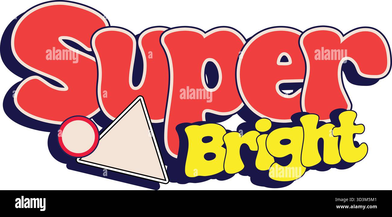Illustrazione tipografica retrospettiva estremamente luminosa — progettazione di testo 3D colorato e audace per pubblicità, adesivi e Merch Illustrazione Vettoriale