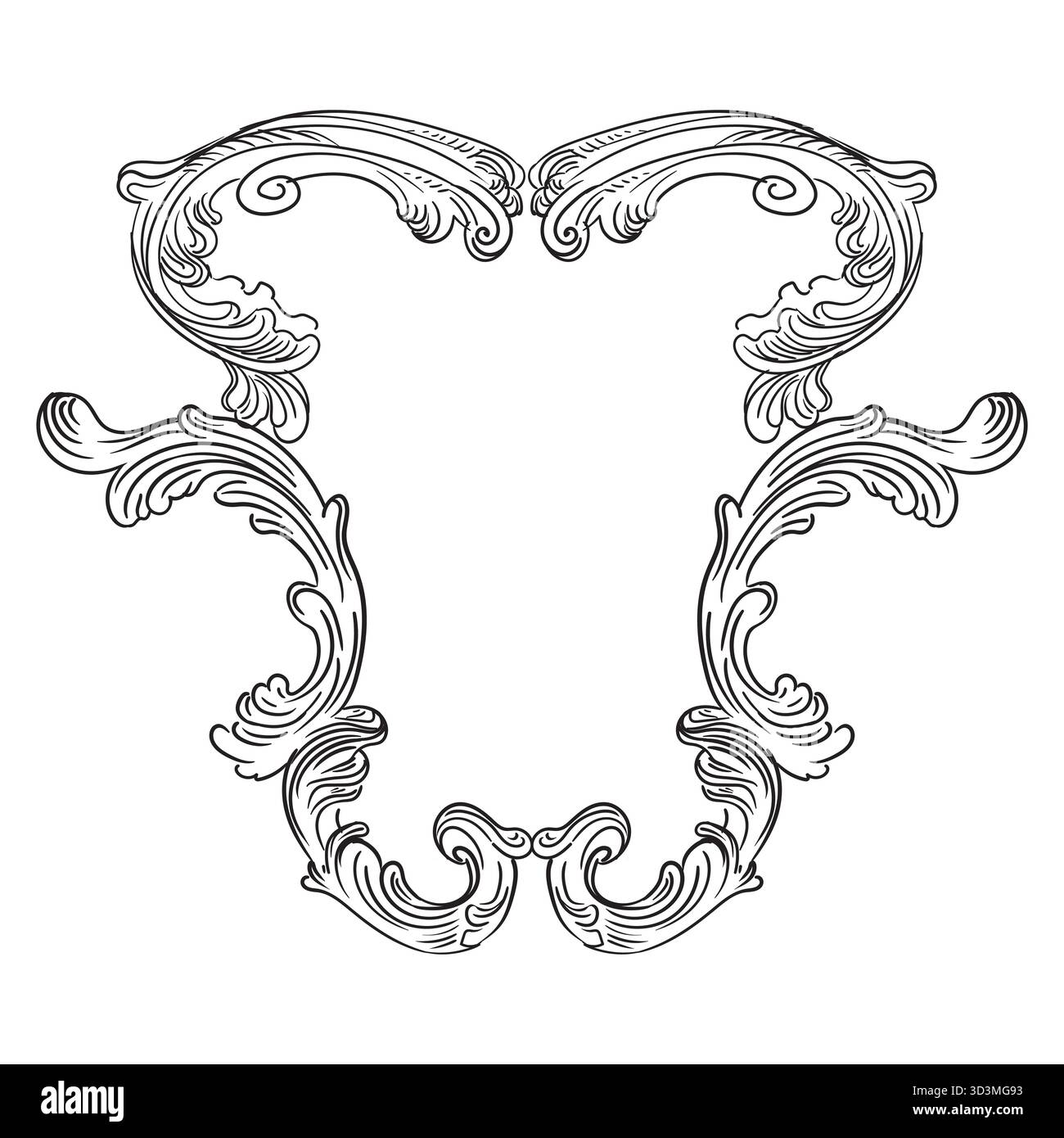 Cornice con incisione vettoriale ornata da un'illustrazione barocca Illustrazione Vettoriale