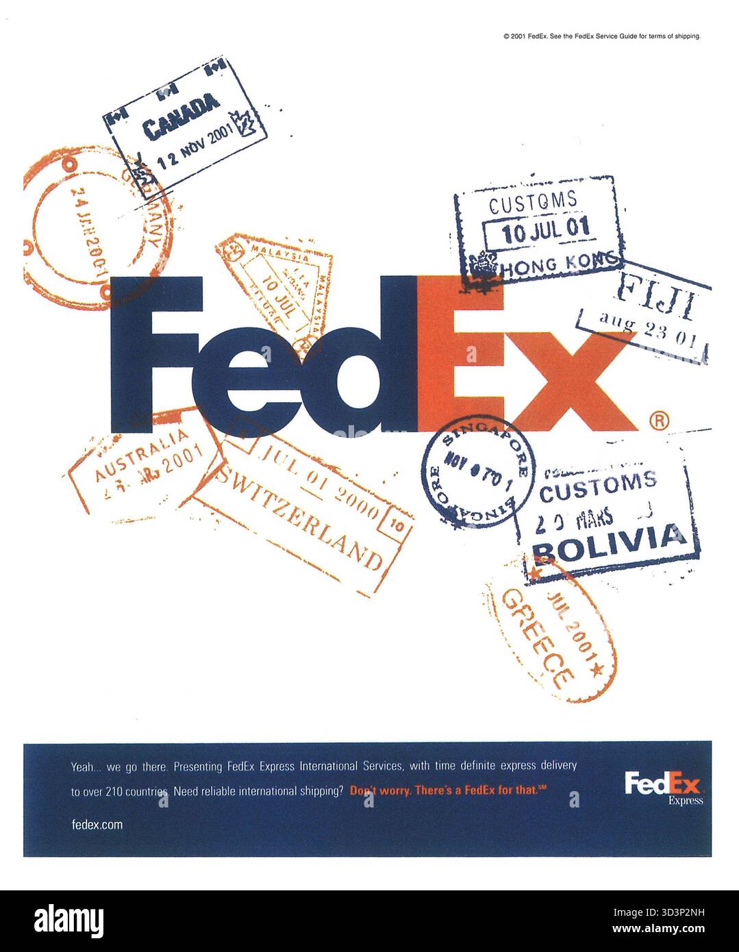 2001 annuncio FedEx Express International Services Foto Stock