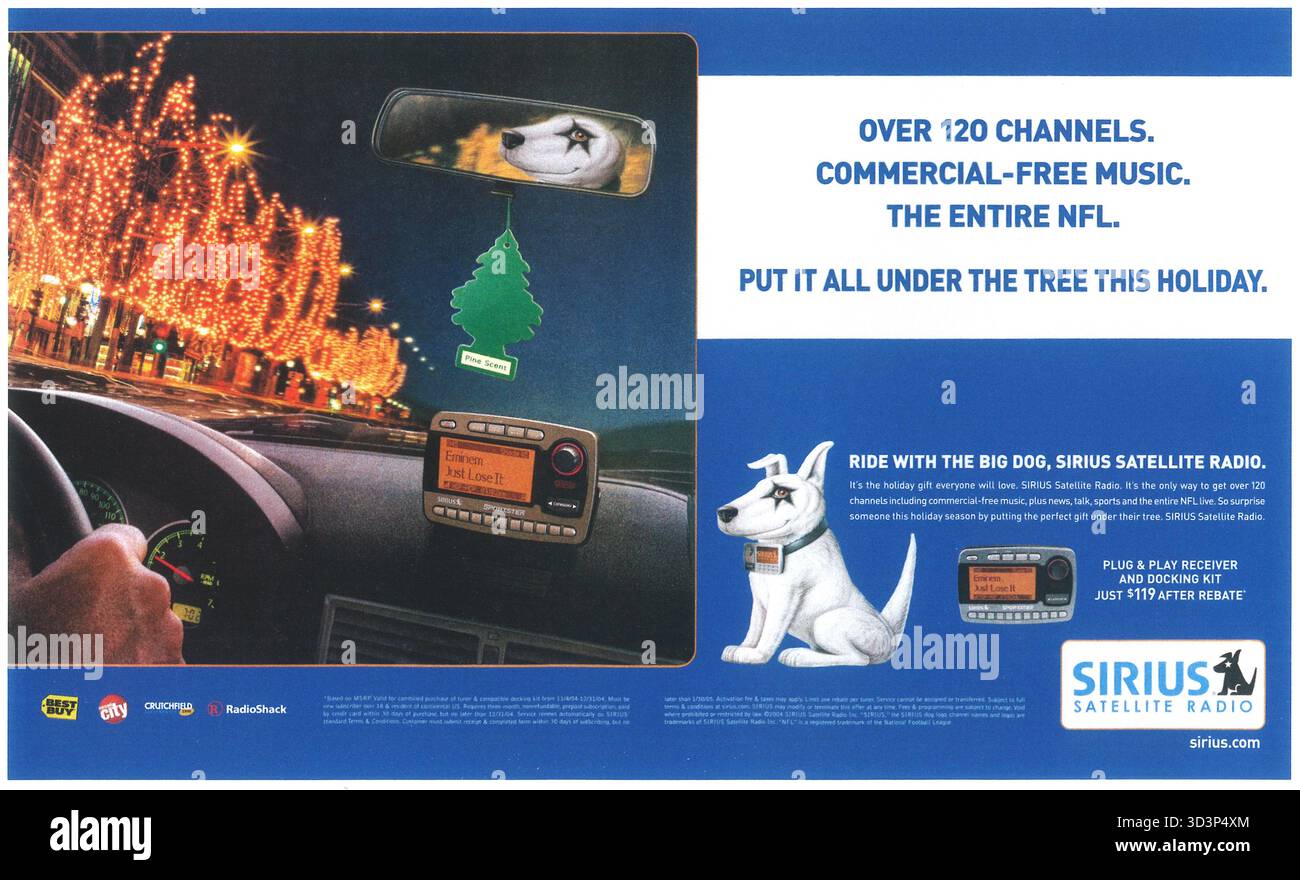 2004 annuncio radio satellitare Sirius Foto Stock