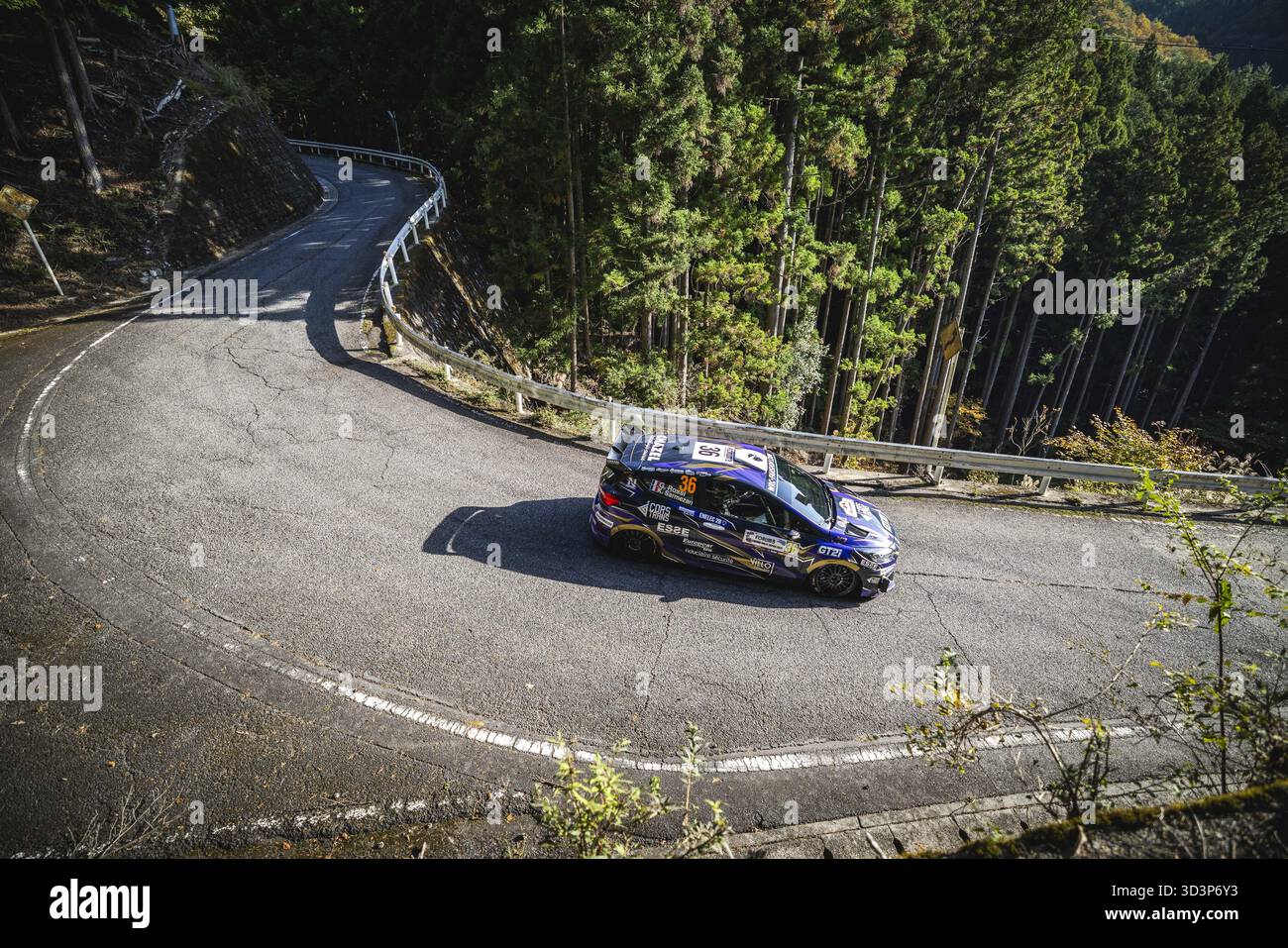 36 Ghjuvanni ROSSI, Kylian SARMEZAN, Ford Fiesta Rally3, azione durante il Rally Giappone 2025, 13° round del WRC World Rally Car Championship 2025, dal 6 al 9 novembre 2025 a Toyota, Aichi, Giappone Foto Stock