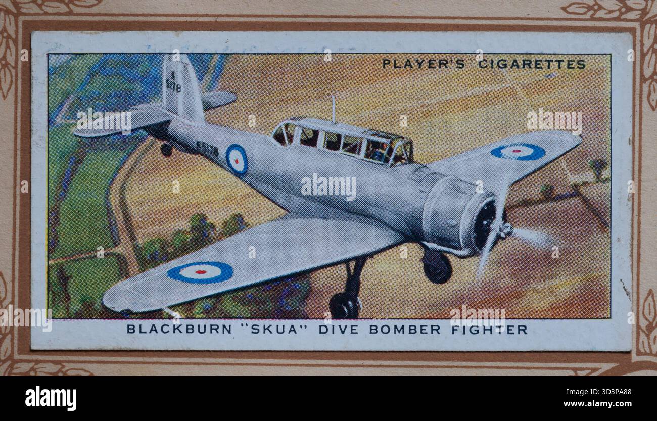 Caccia bombardiere subacqueo Blackburn 'Skua', carta sigaretta del giocatore. Foto Stock
