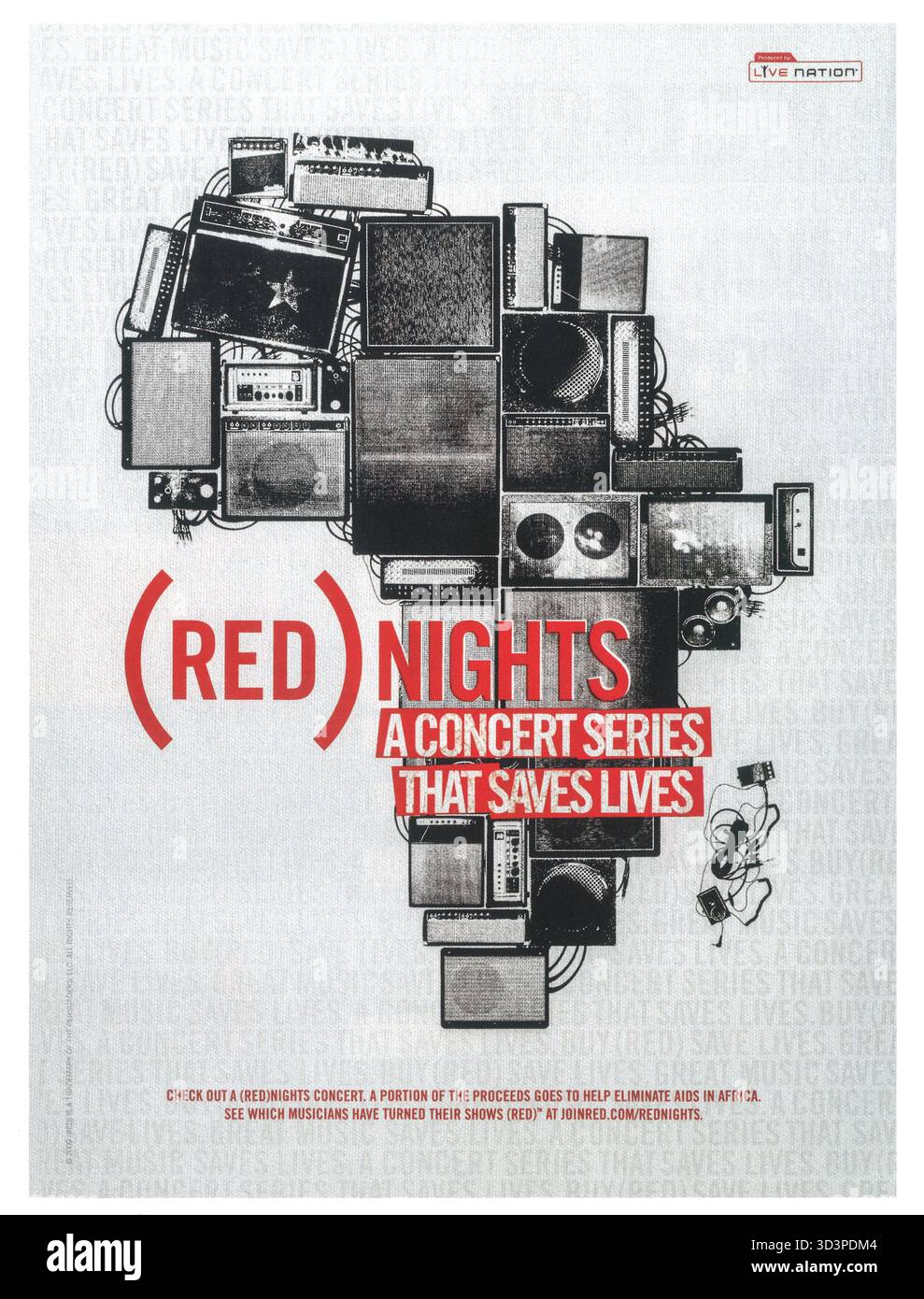 2009 (RED) Nights Benefit Concert Series organizzato da (RED) e Live Nation to Combat AIDS in Africa, promo Foto Stock