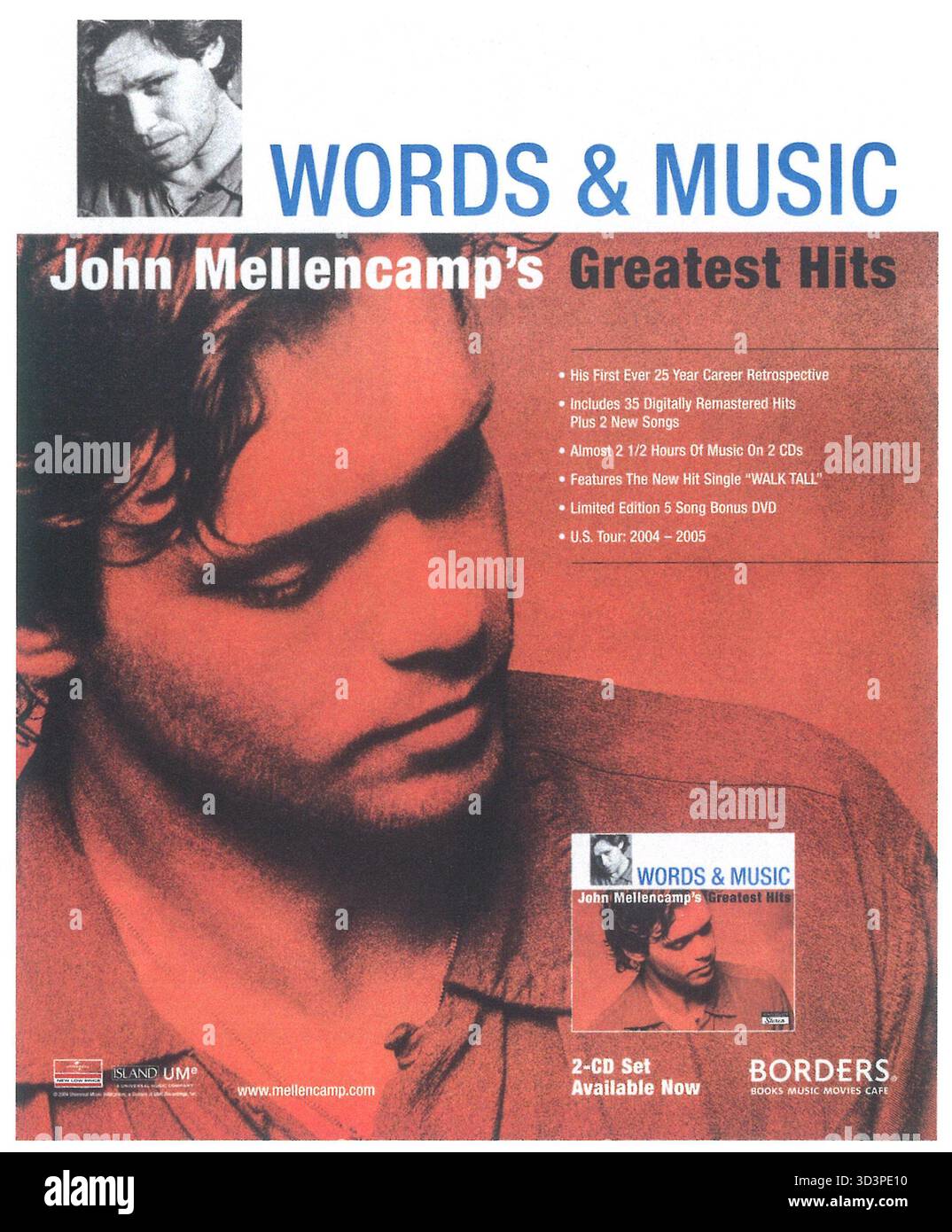 2004 Words & Music: Promo Greatest Hits di John Mellencamp, retrospettiva in 2 CD che copre 25 anni della sua carriera Foto Stock