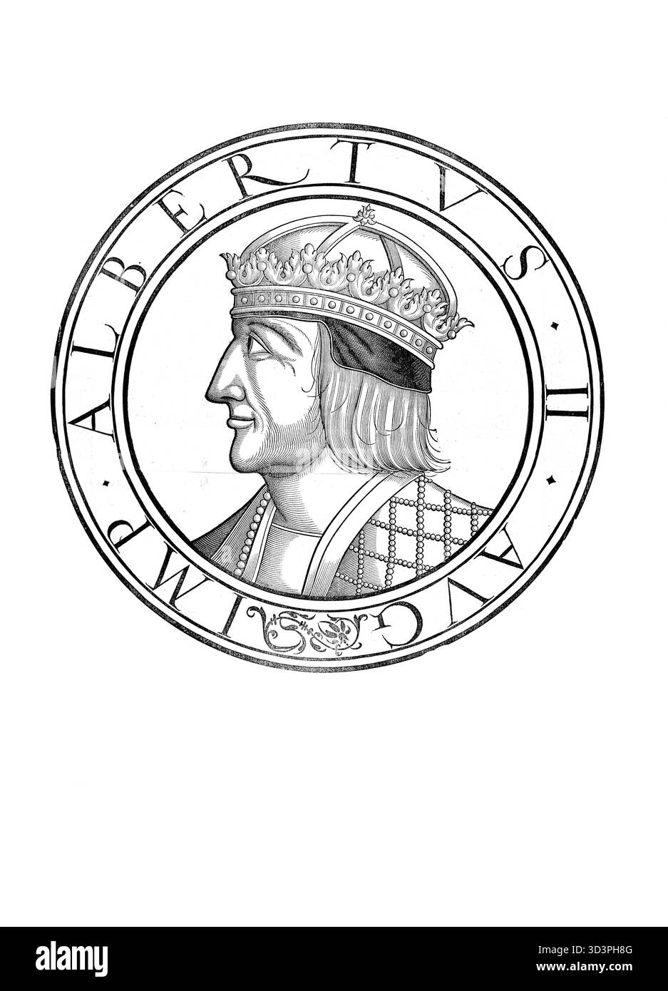 Albrecht, anche Alberto (nato il 16 agosto 1397, morto il 27 ottobre 1439) fu dal 1404 come Alberto V duca d'Austria e dal 1438 come Alberto II re romano-tedesco nonché re di Ungheria, Croazia e Boemia, autentica, riproduzione restaurata digitalmente da un modello del XIX secolo, data record non dichiarata Foto Stock