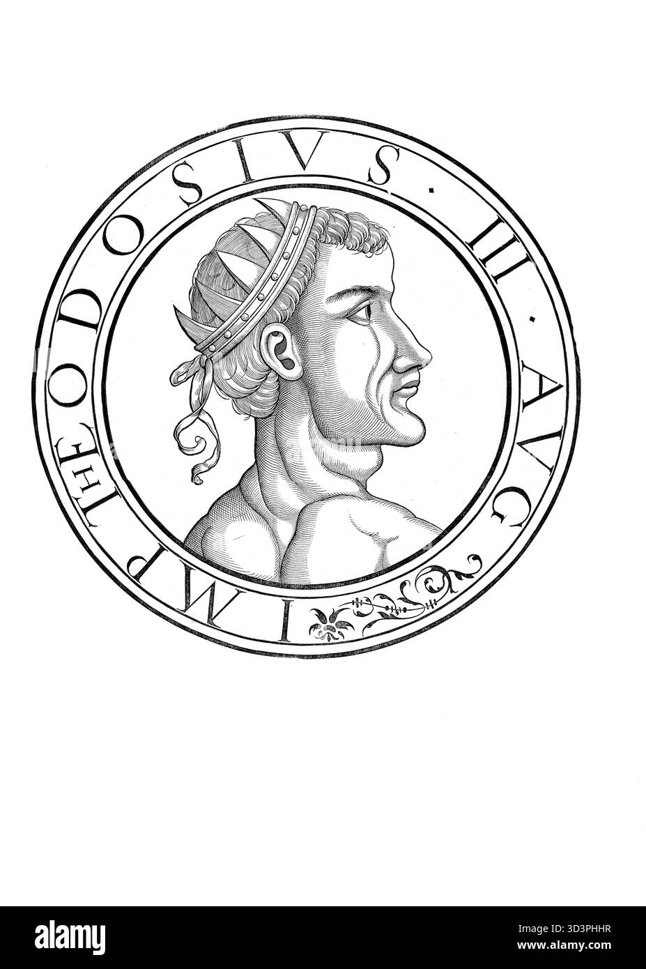 Teodosio III l'armeno era un esattore delle tasse nel tema di Opsikion, residente o attivo nell'Adramittion e imperatore bizantino dal 715 al 717, autentica riproduzione restaurata digitalmente da un originale del XIX secolo, data di registrazione non dichiarata Foto Stock