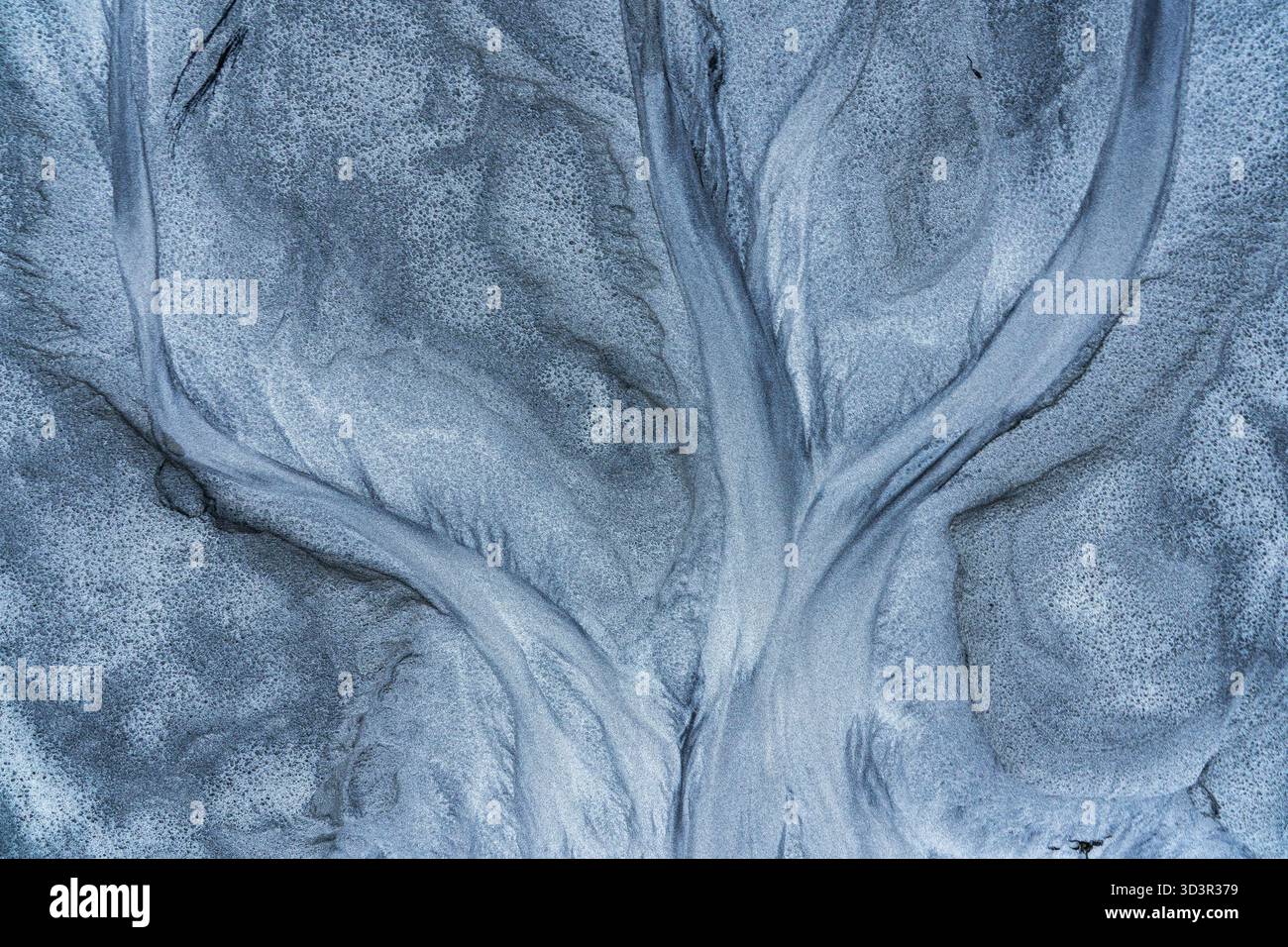 Un'accattivante immagine astratta che mostra intricati motivi di grigio scuro che ricordano i rami degli alberi su uno sfondo grigio chiaro testurizzato, creando un Foto Stock