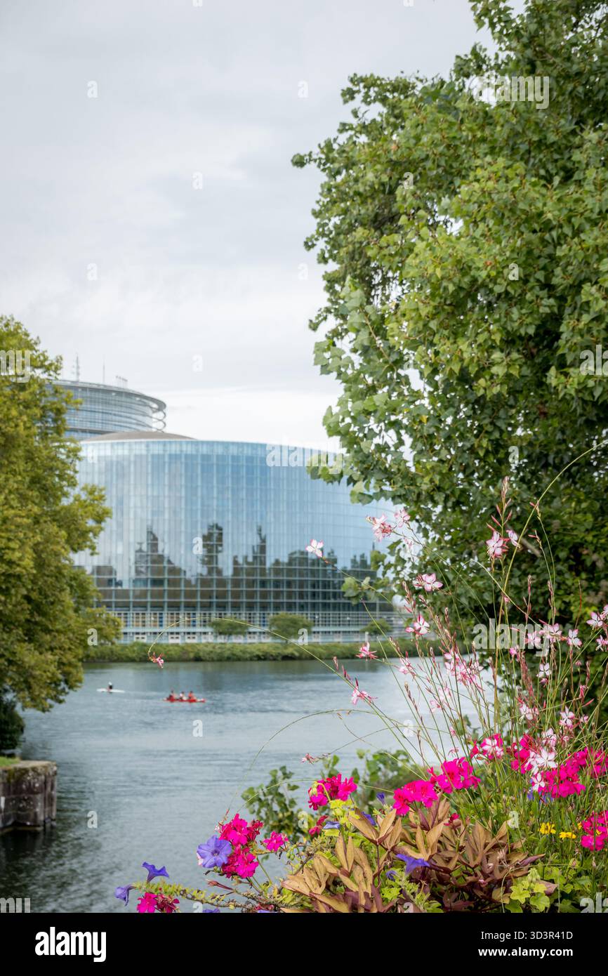 L'edificio del Consiglio dell'Agorà per l'Europa a Strasburgo all'interno del distretto europeo. Foto Stock