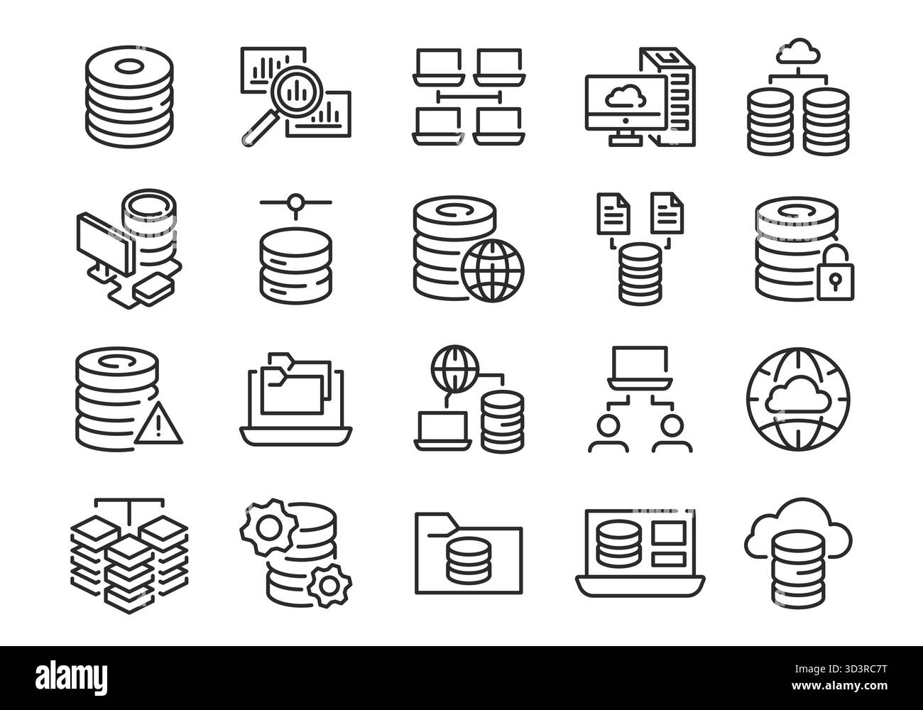 Set icone database Cloud Illustrazione Vettoriale