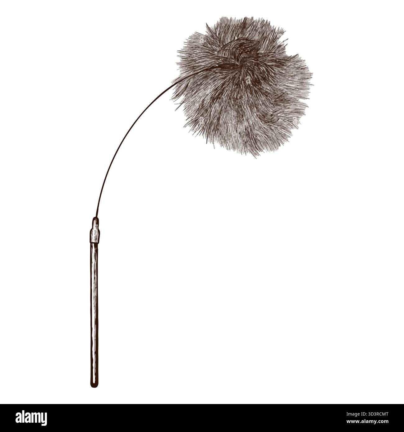 Una canna da pesca giocattolo per gatti con una palla soffice. Immagine vettoriale disegnata in grafica. Foto Stock