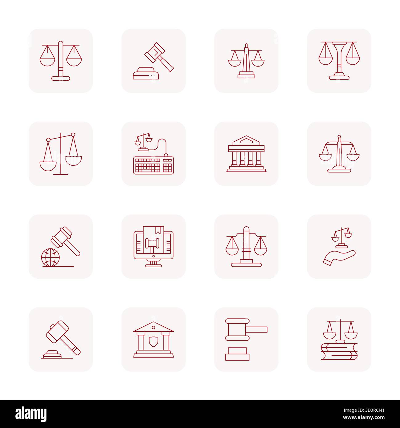 Raccolta ad alte prestazioni di 16 icone vettoriali Thin Outline per Legal System, progettata con risoluzione ottimizzata per pixel ad alta risoluzione per un'u ottimale Illustrazione Vettoriale
