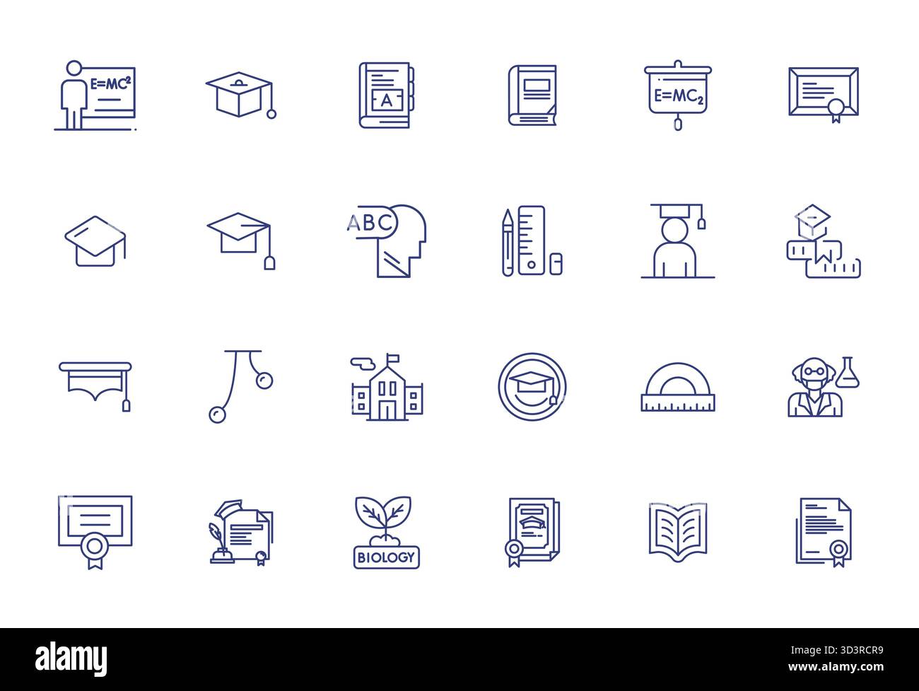 Raccolta avanzata di icone vettoriali allineate a 24 pixel ispirate a Academic, realizzate in grassetto con ottimizzazione 64 x 64 per prestazioni visive superiori Illustrazione Vettoriale