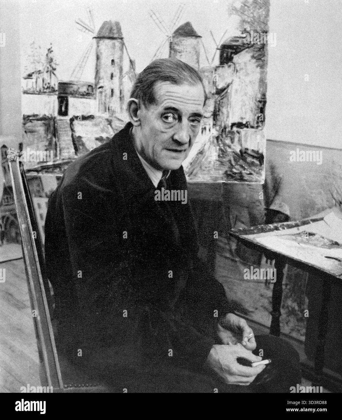 Ritratto del pittore francese Maurice Utrillo, anni '1950 Foto Stock